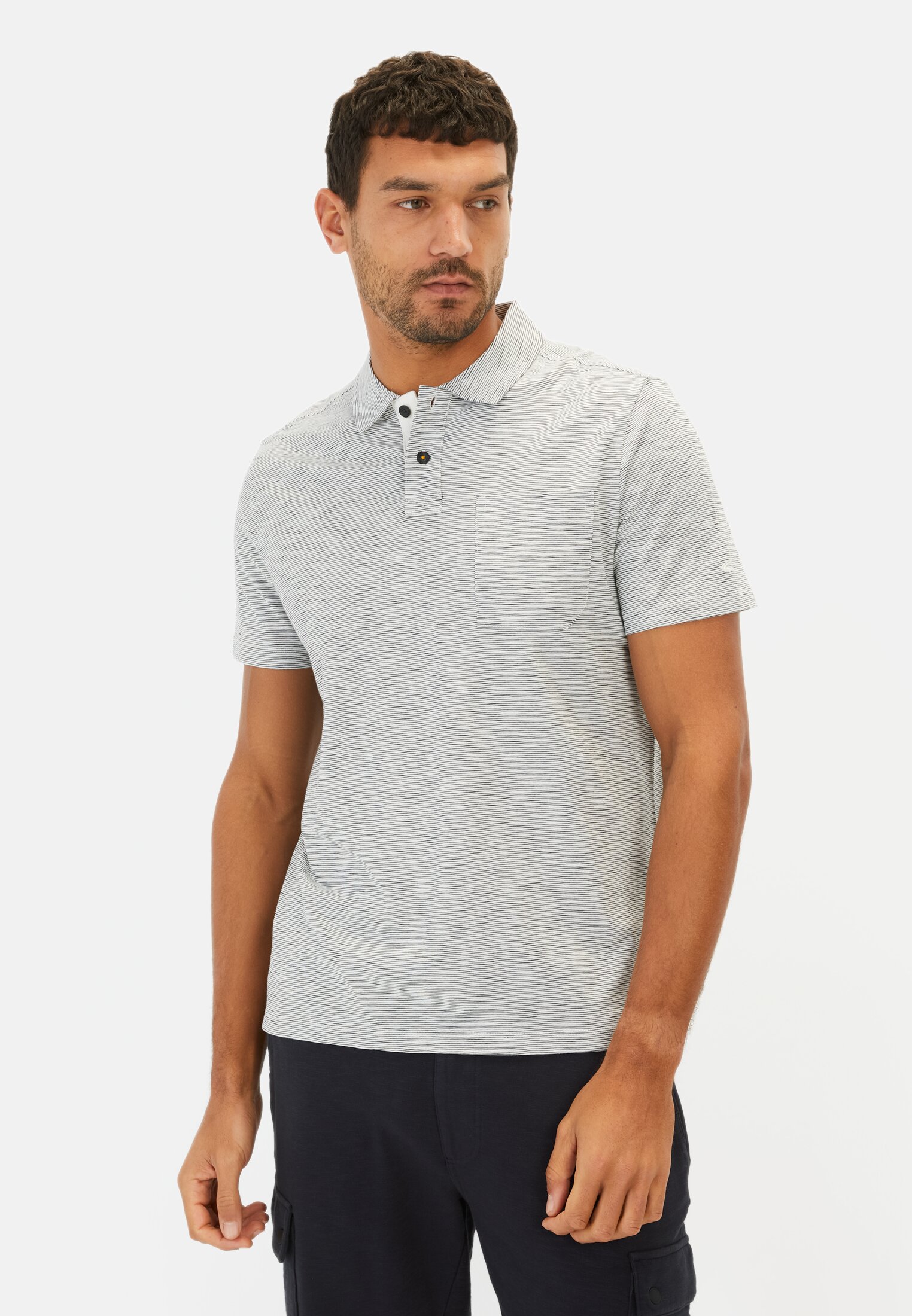 Men Mélange short-sleeve polo shirt made of cotton Grey worn front