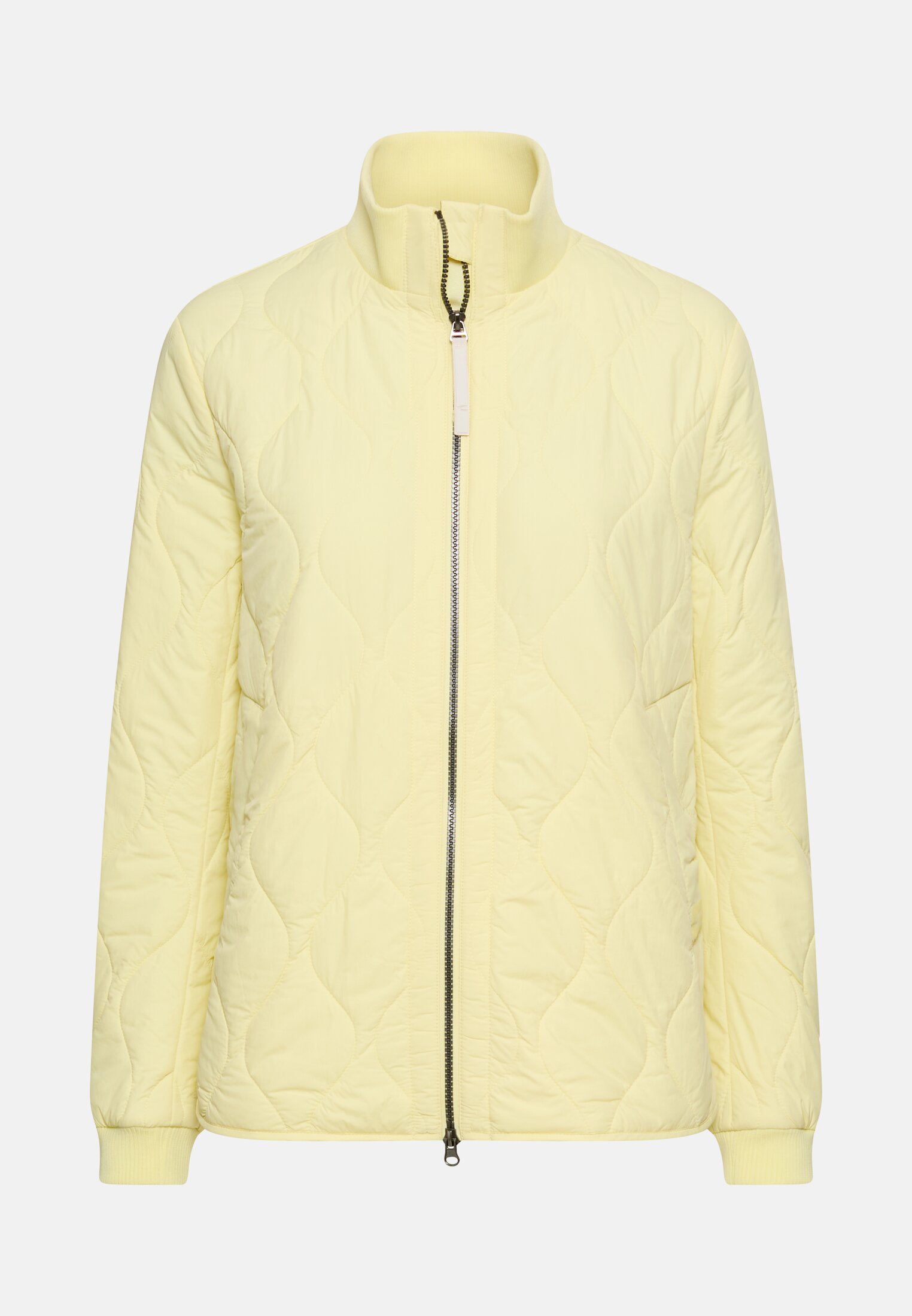 Damen Steppjacke mit Taschen Limonengelb frontal vorn