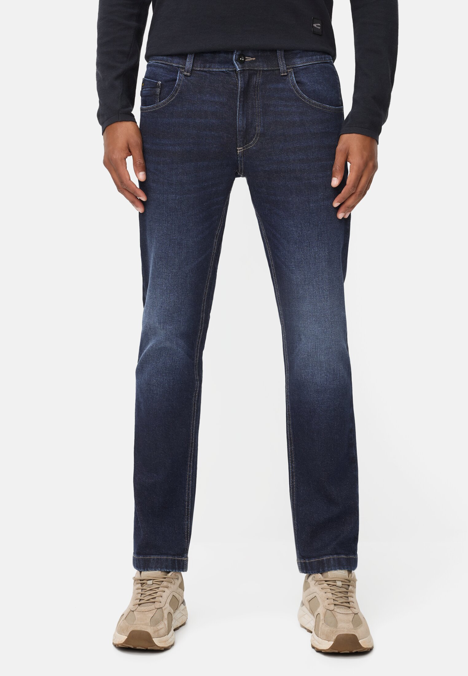 Heren fleXXXactive® Denim 5-Pkt Slim Fit Indigo blauw gedragen voor
