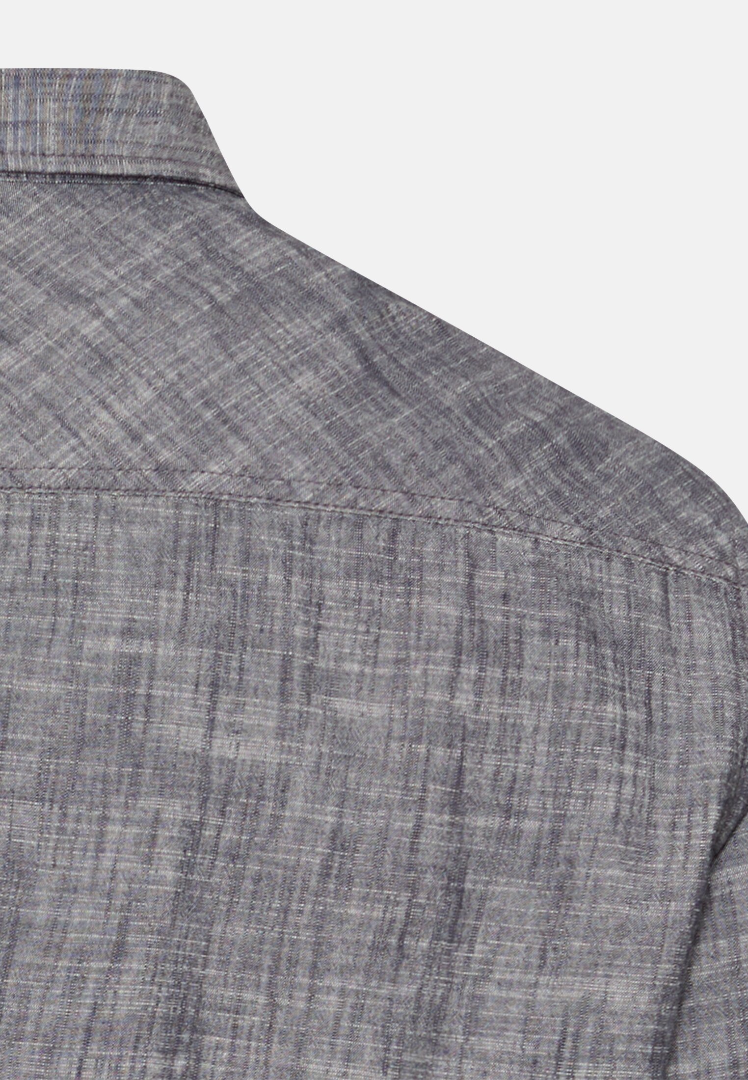 Herren Meliertes Kurzarmhemd aus reiner Baumwolle Dunkelblau hinten nah