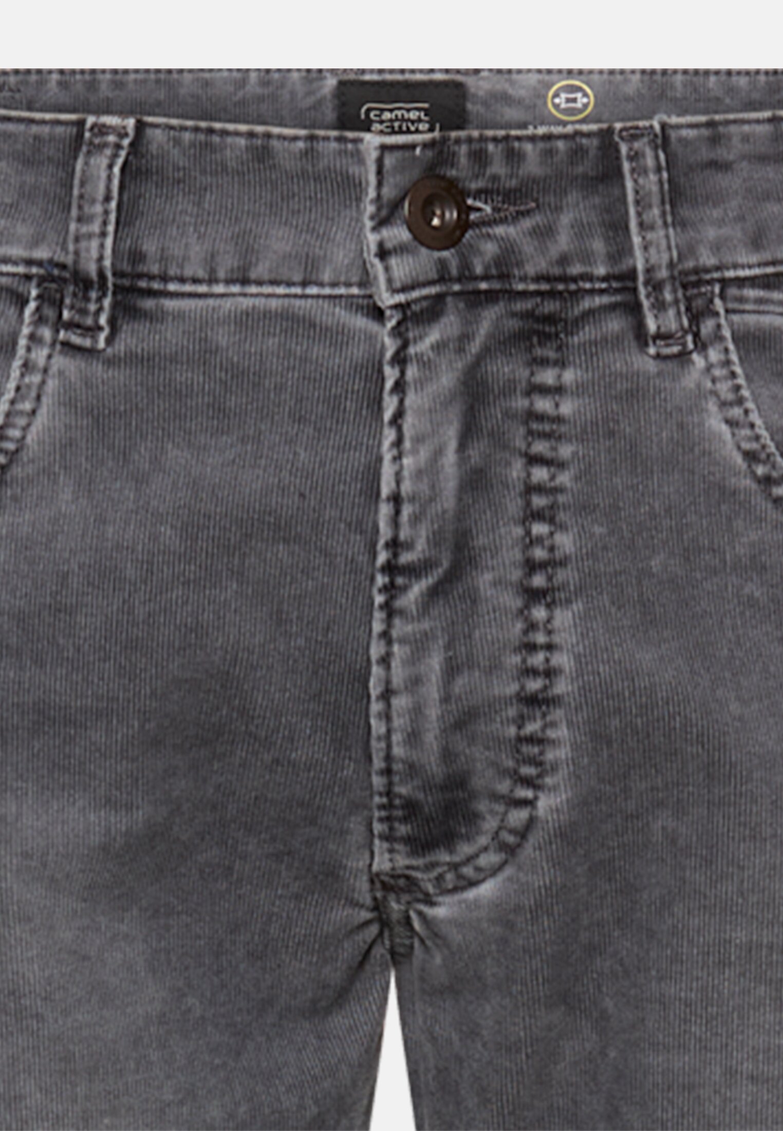 Herren Slim Fit 5-Pocket Hose Steingrau vorne nah