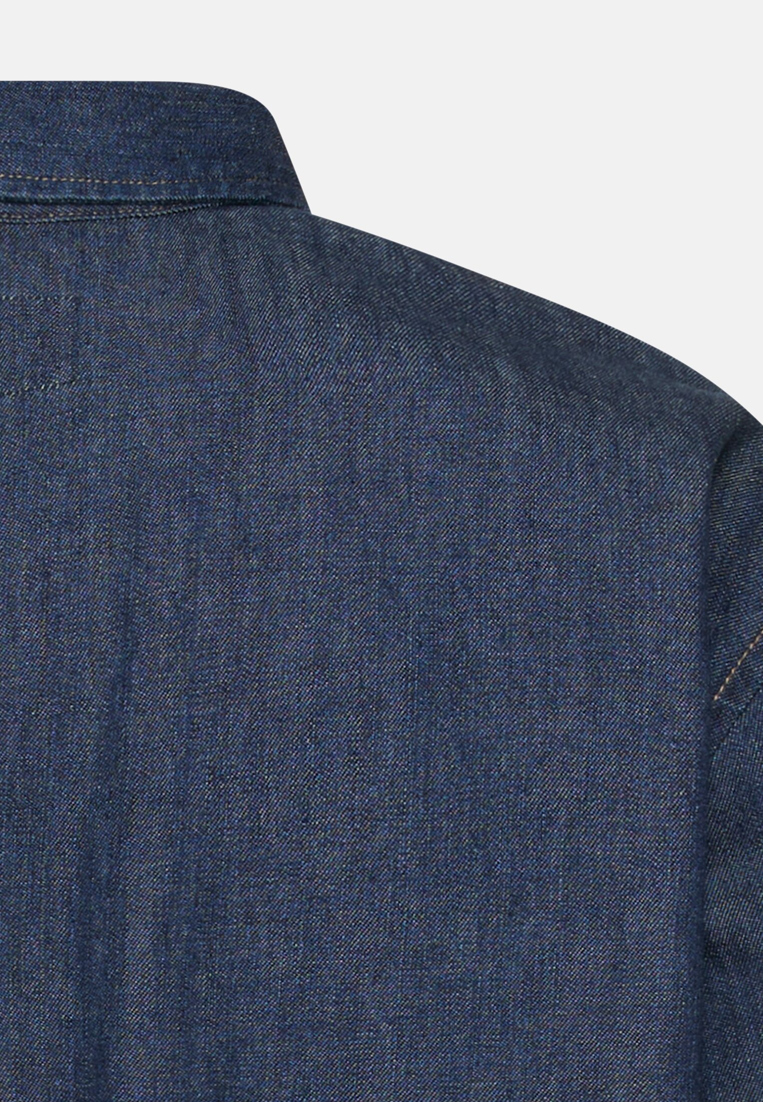 Women Denim blouse with chest pockets Indigo Blue close back