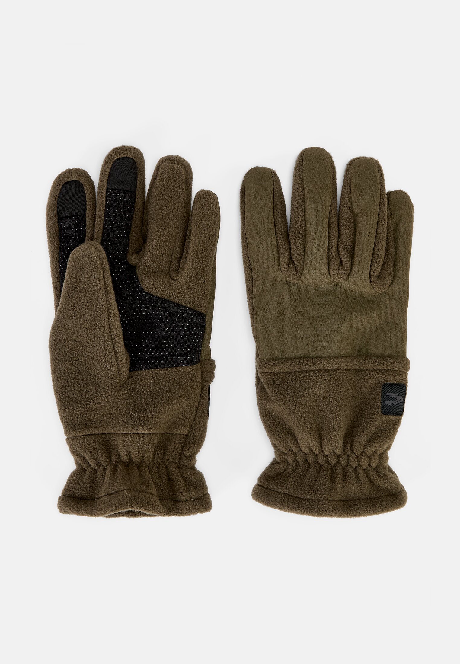 Herren Fleece Handschuhe mit elastischem Saum Olivbraun frontal vorn