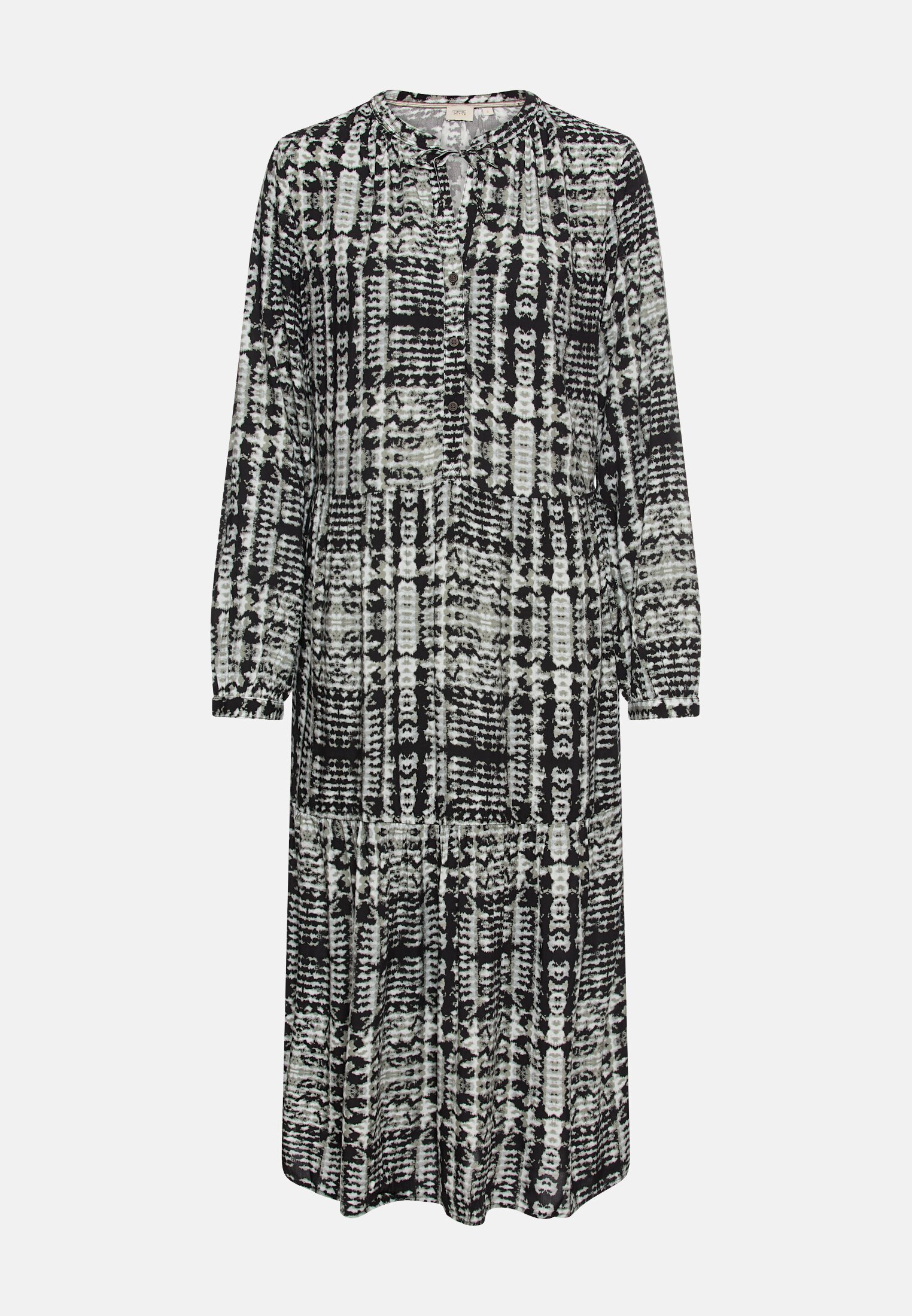 Damen Langarm Kleid aus reiner Viskose Kaviar AOP frontal vorn