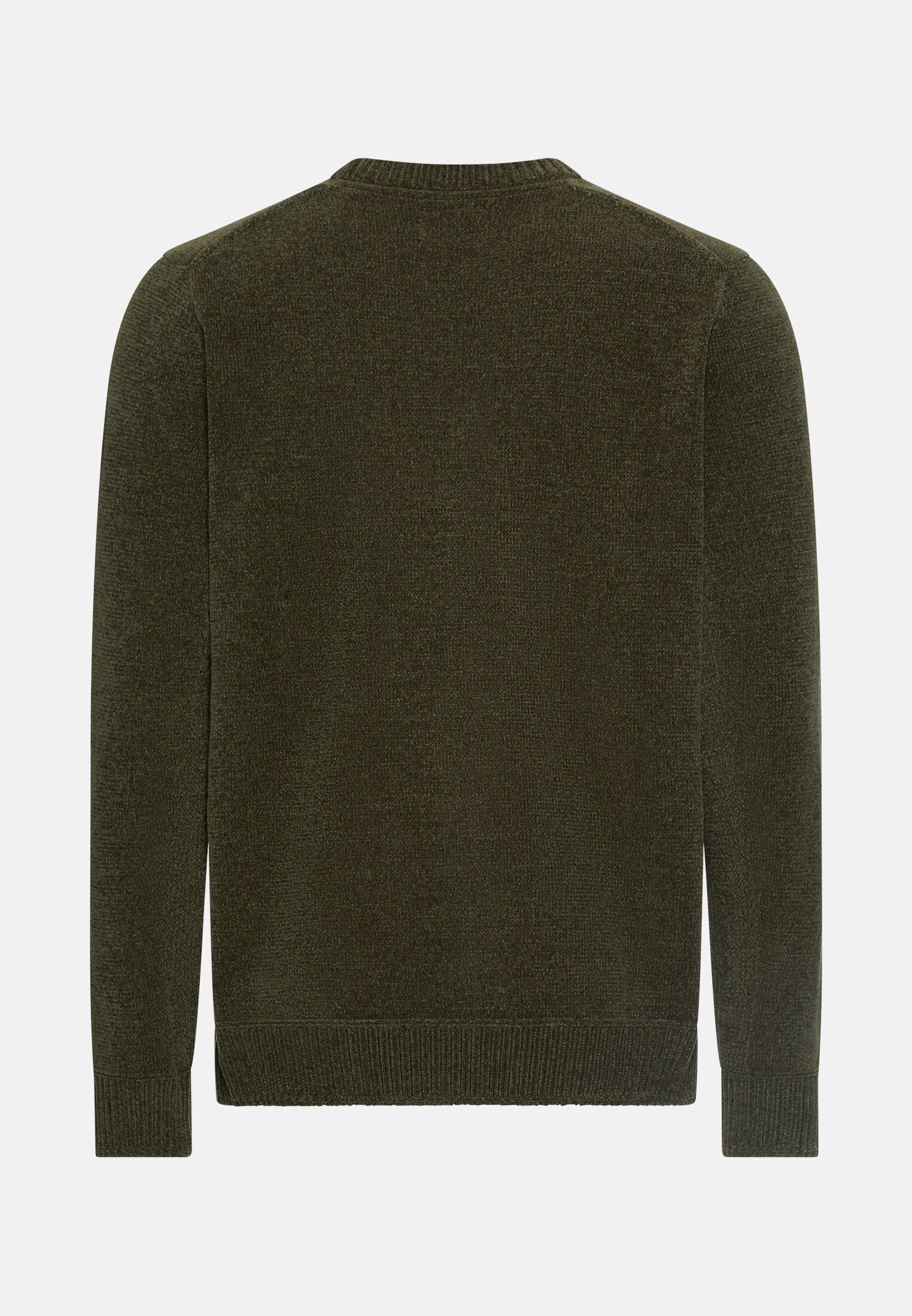 Men Sweater with side knit insert Olive Green frontal back