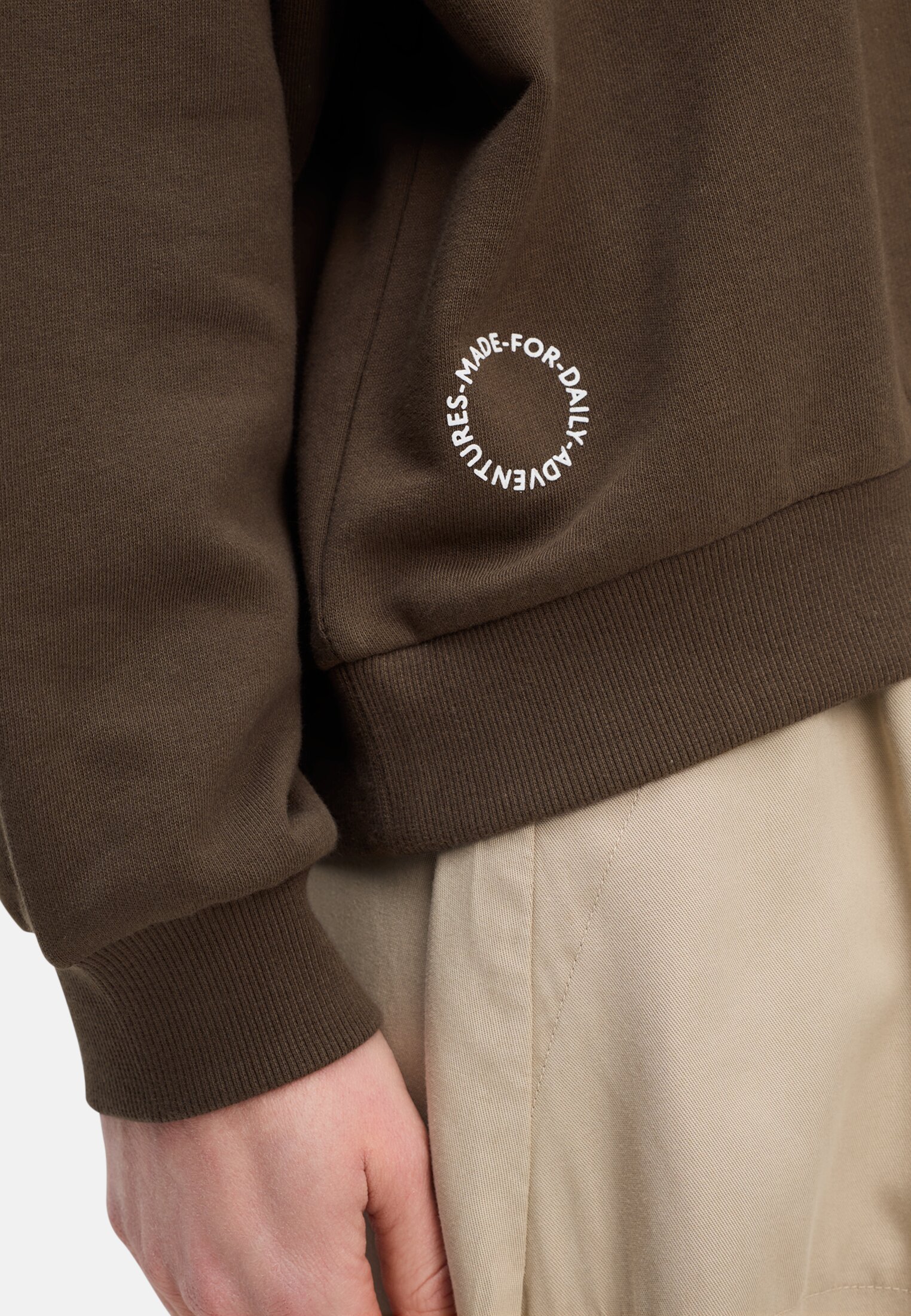 Women Sweatshirt with back print Brown worn detail close