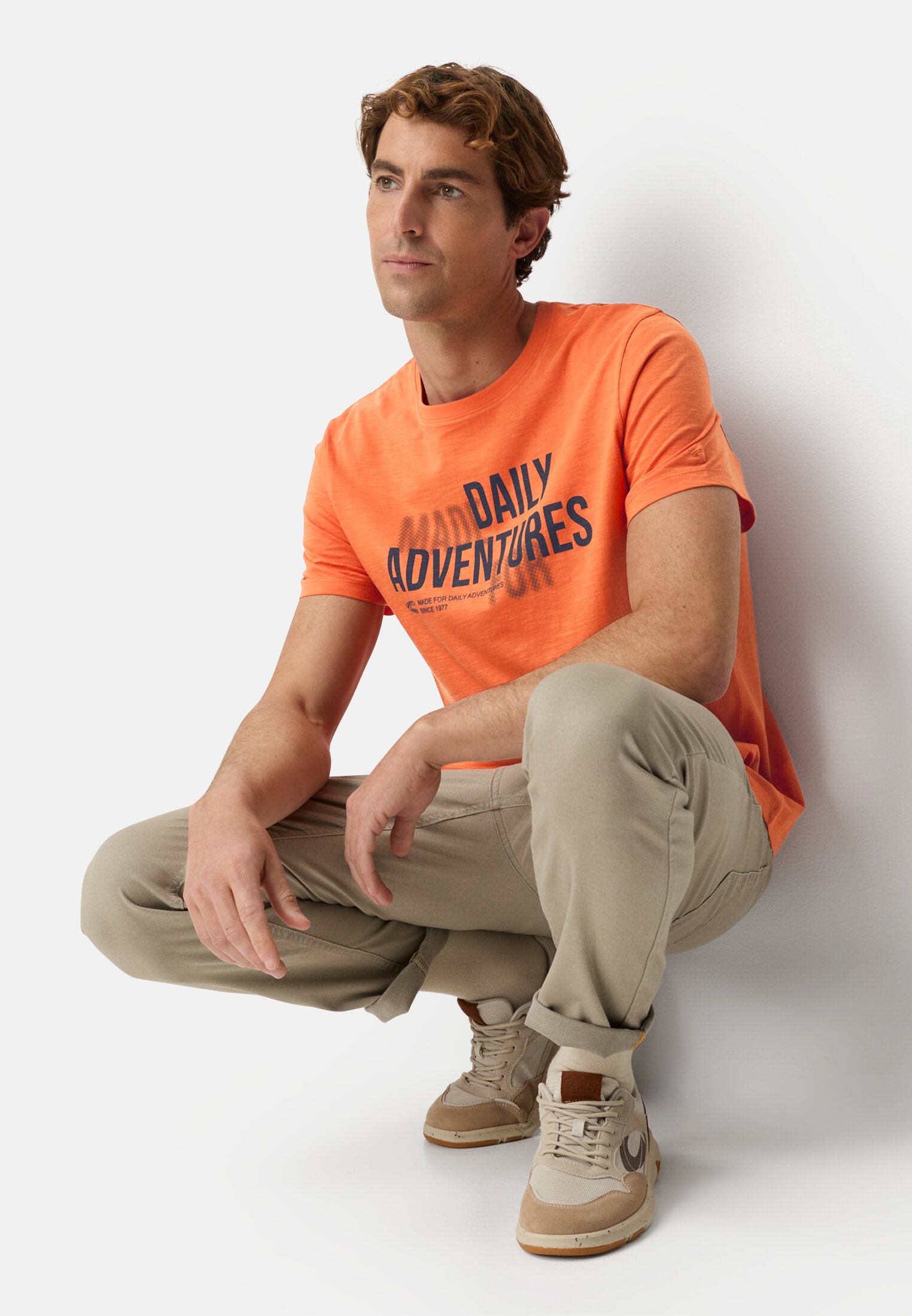 Heren T-shirt van puur katoen Oranje gedragen emotional 