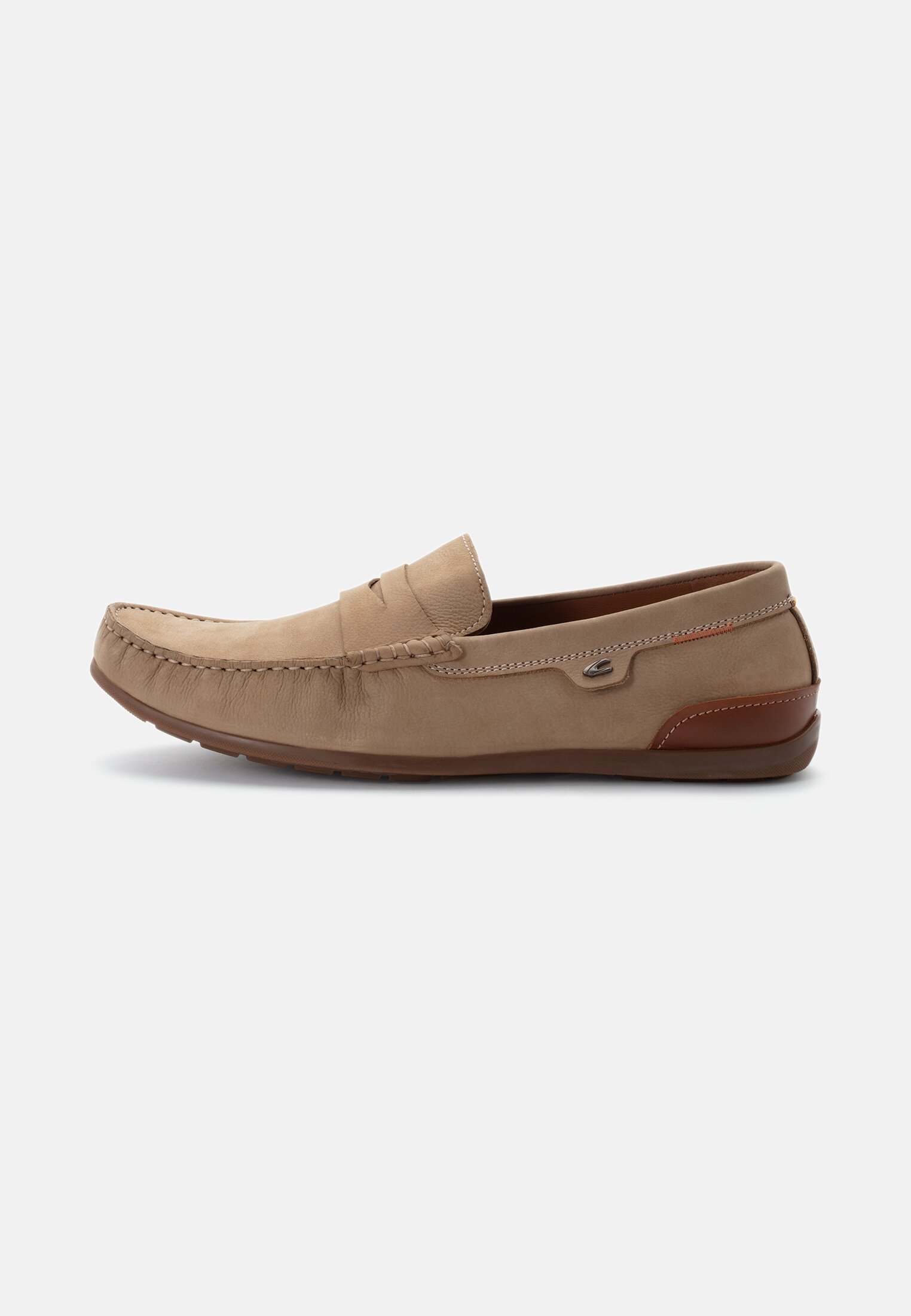 Men Moccasins made of nubuck leather Beige frontal front