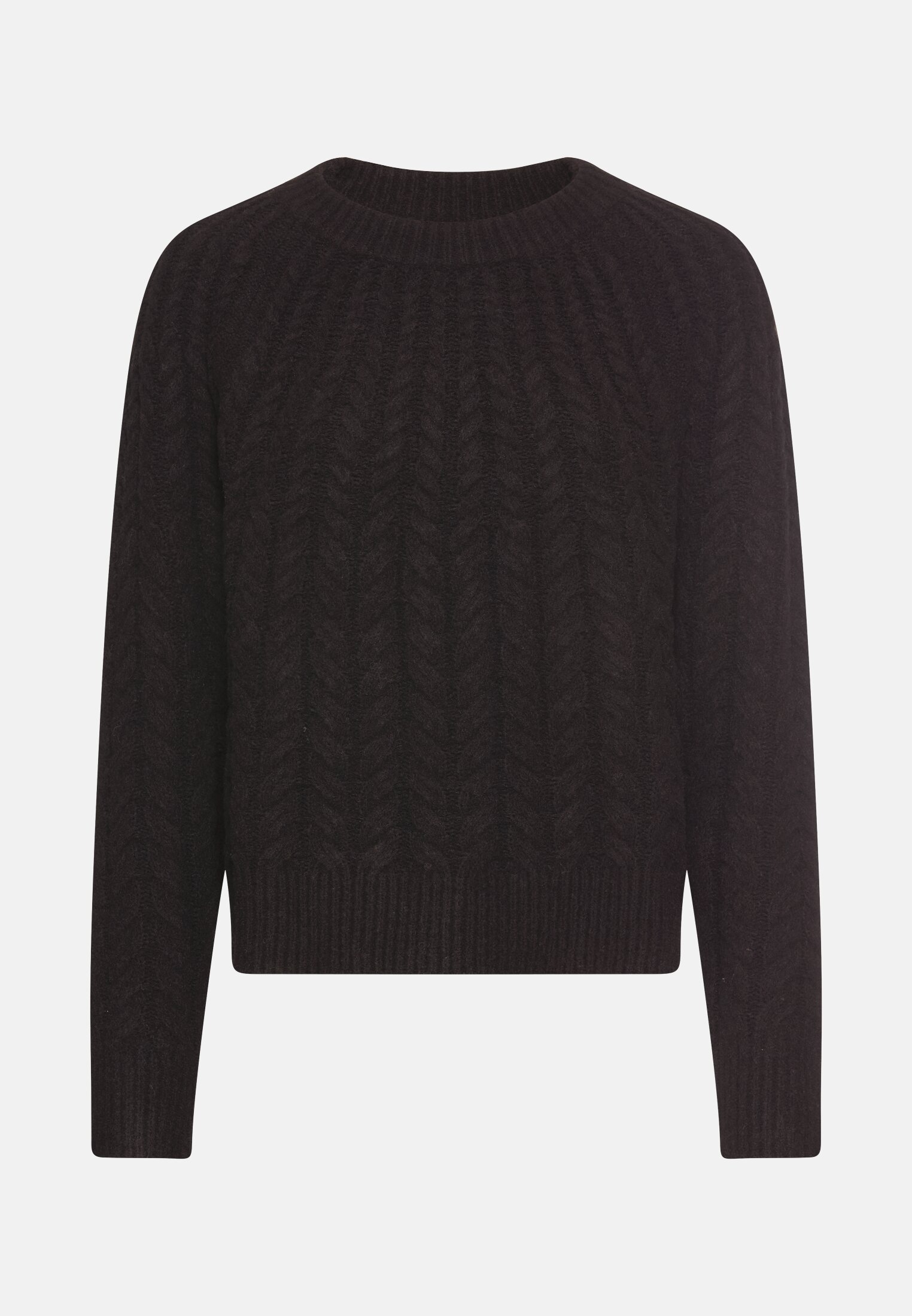Damen Strickpullover mit Rundhalskragen Kaviar frontal vorn
