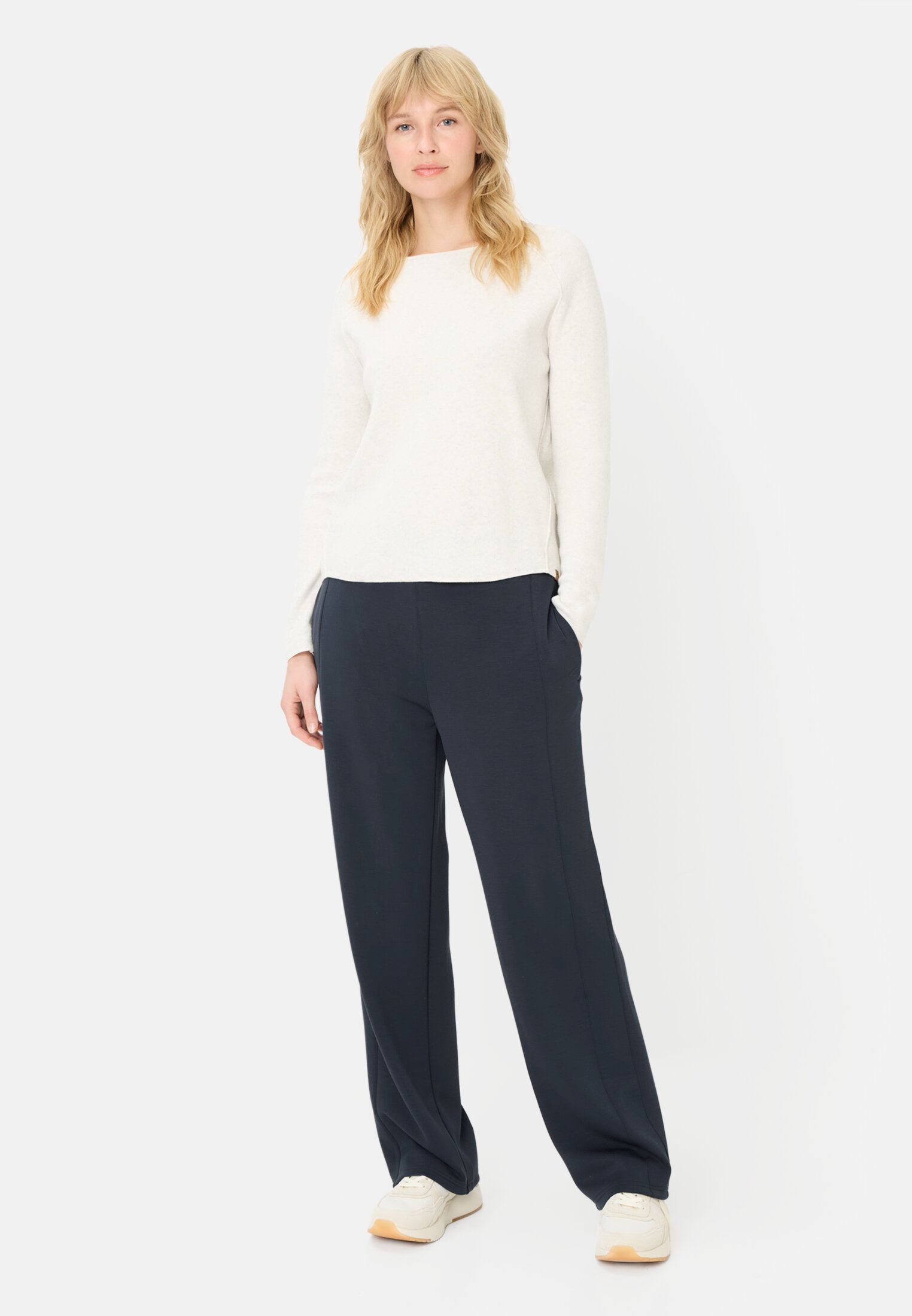 Women Jogger with elastic waistband Dark Blue worn front full body