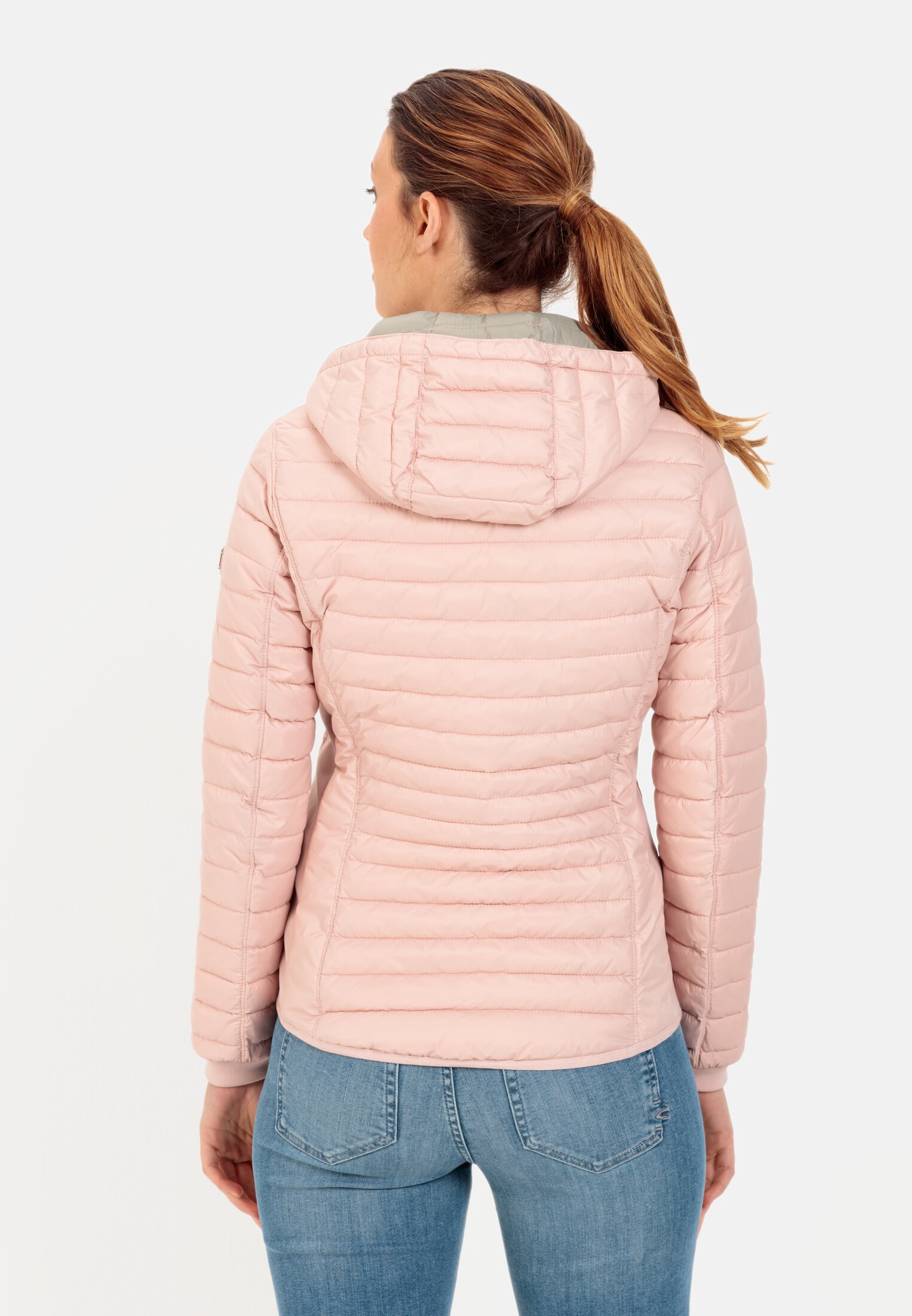 Women Lightly padded quilted jacket from recycled polyamide Rose worn back