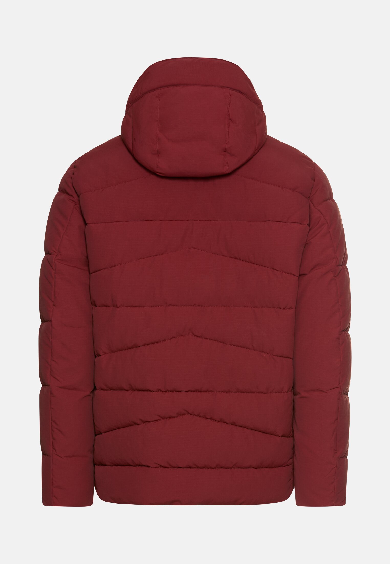Herren Winterjacke mit abnehmbarer Kapuze Bernsteinrot frontal hinten