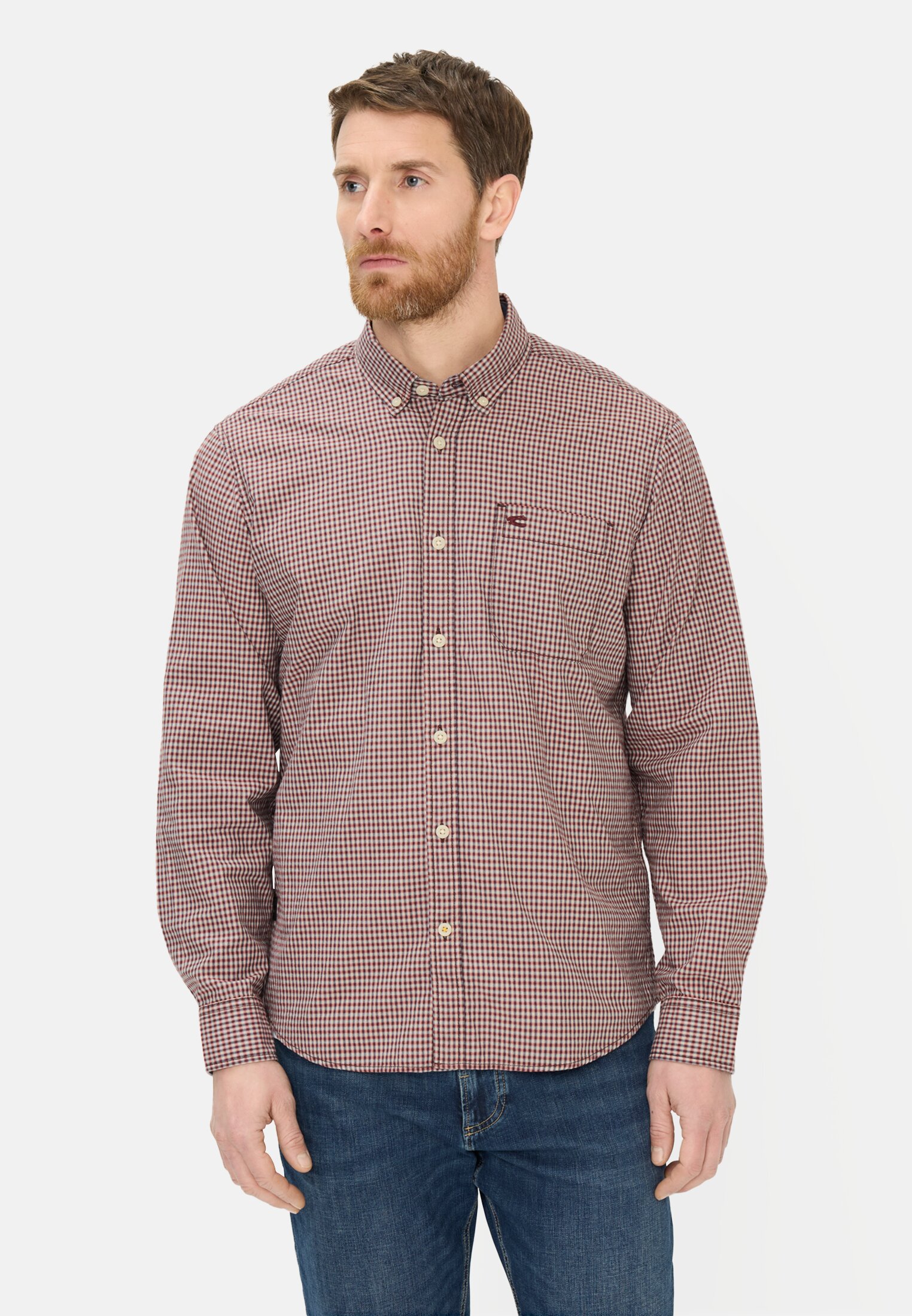 Heren Overhemd met lange mouwen met borstzak B: Rood gedragen voor