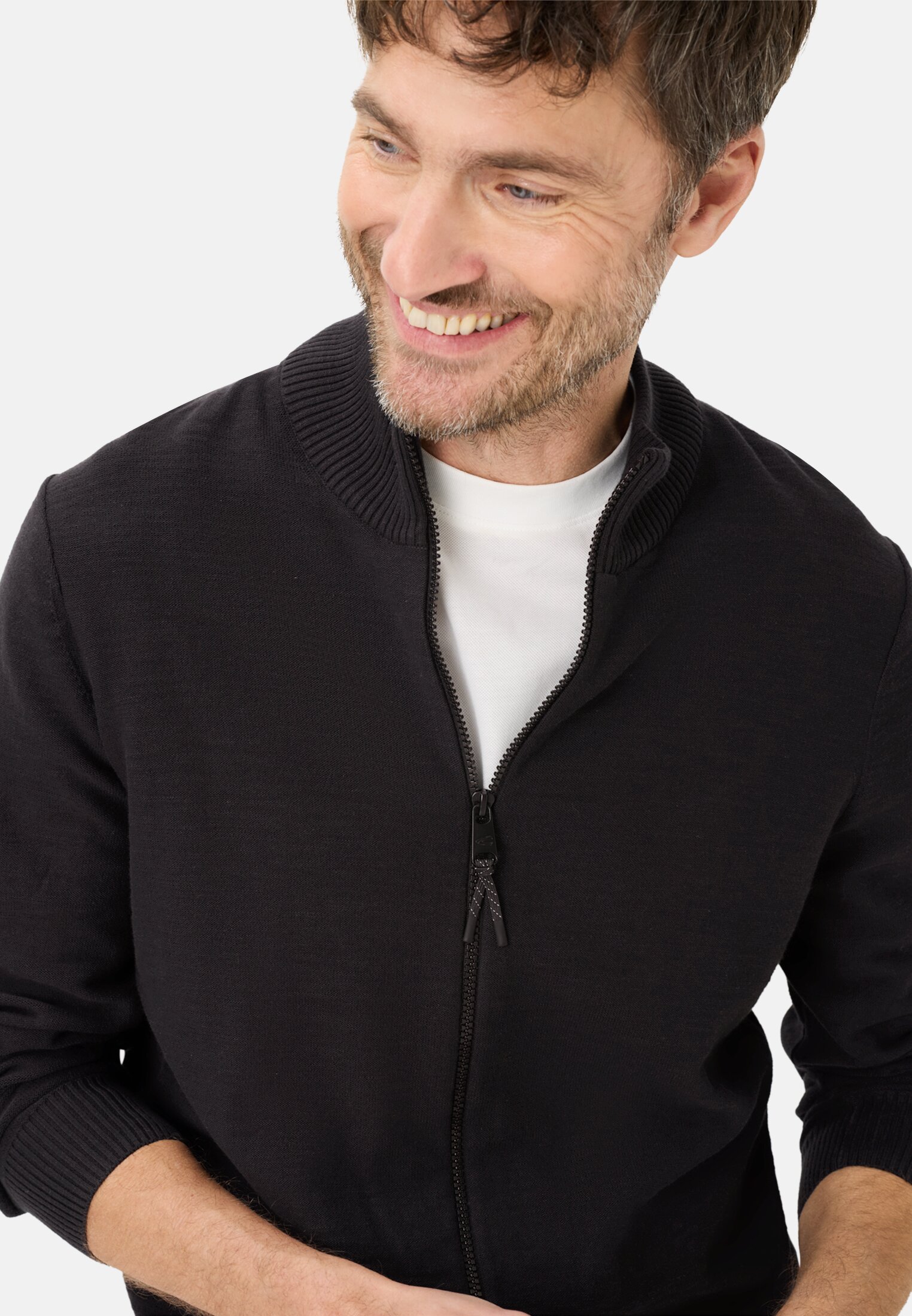 Heren Gebreid vest van puur katoen Asphalt gedragen emotional 