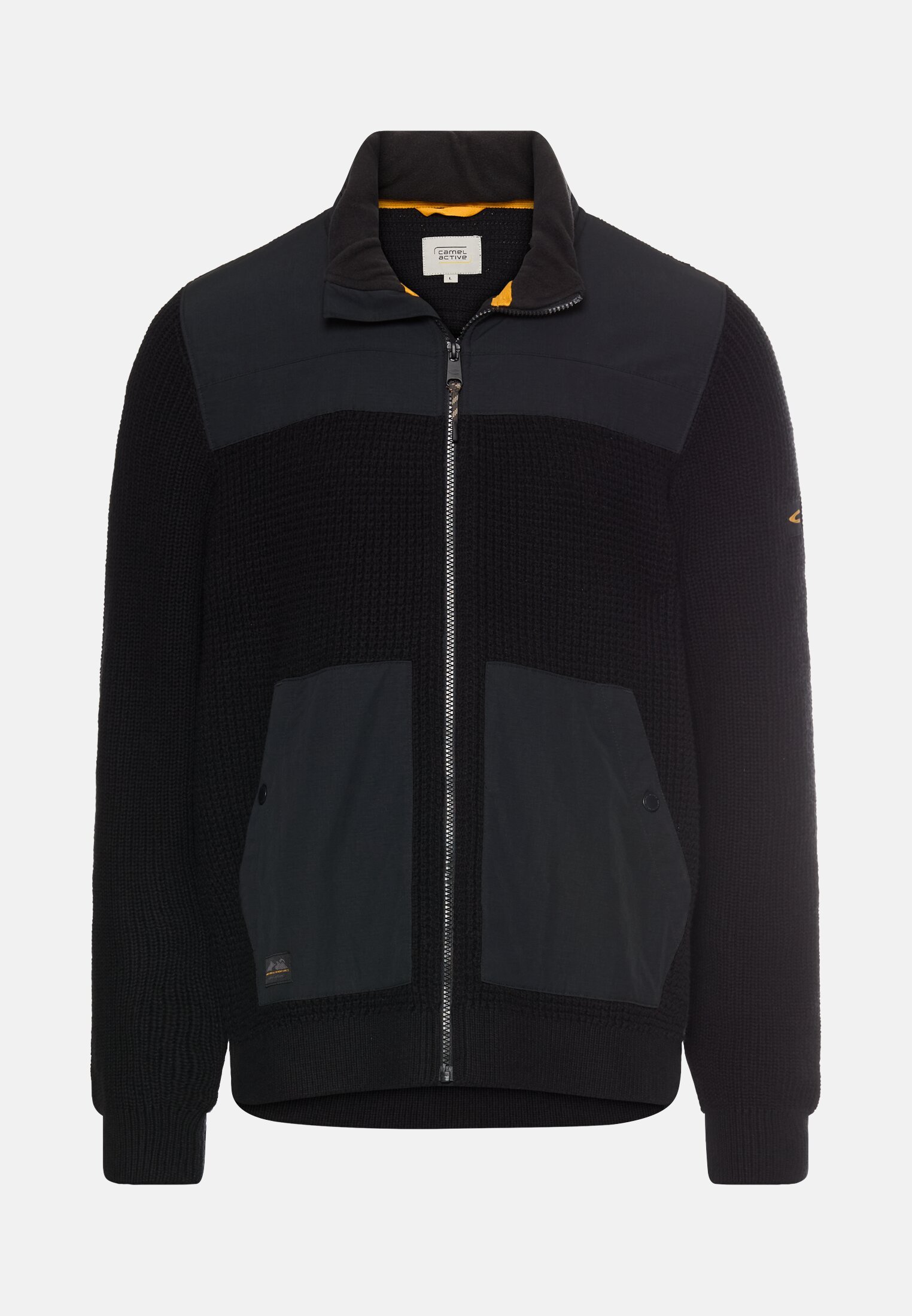 MI_409501-6K22-88_0G-00 Heren Vest met oprolbare capuchon Zwart frontaal voor