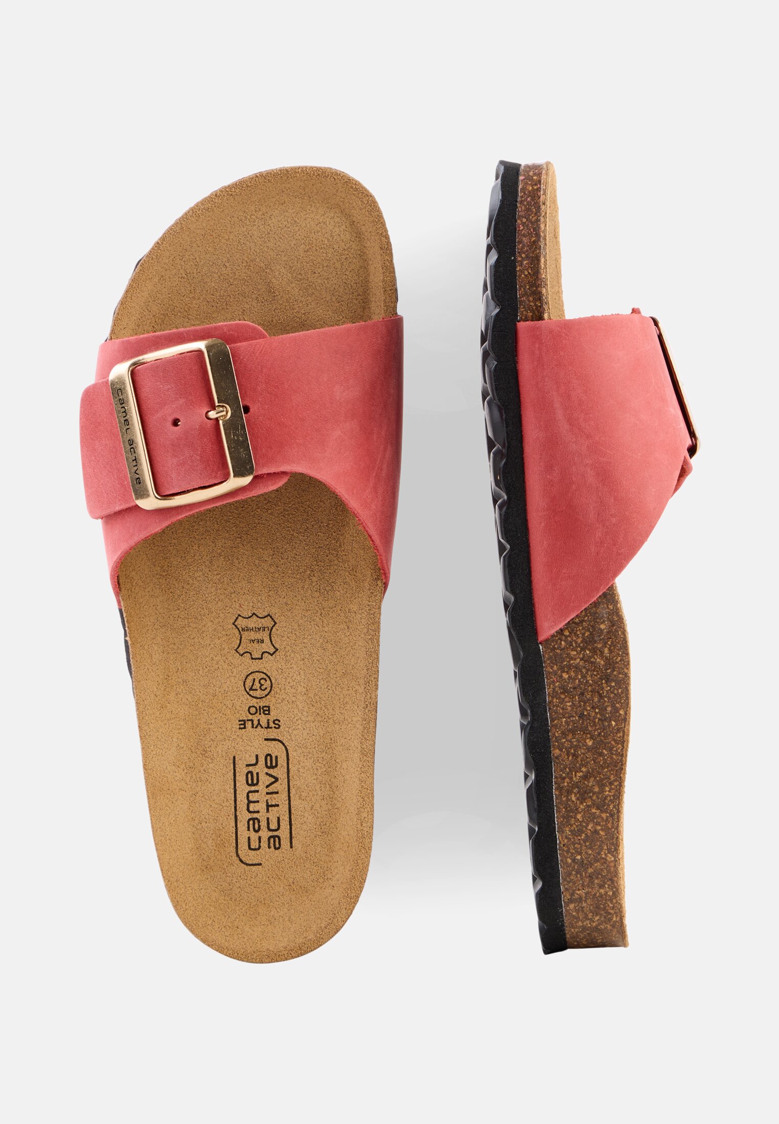 Damen Sandalen mit Metallschnalle Rot frontal oben