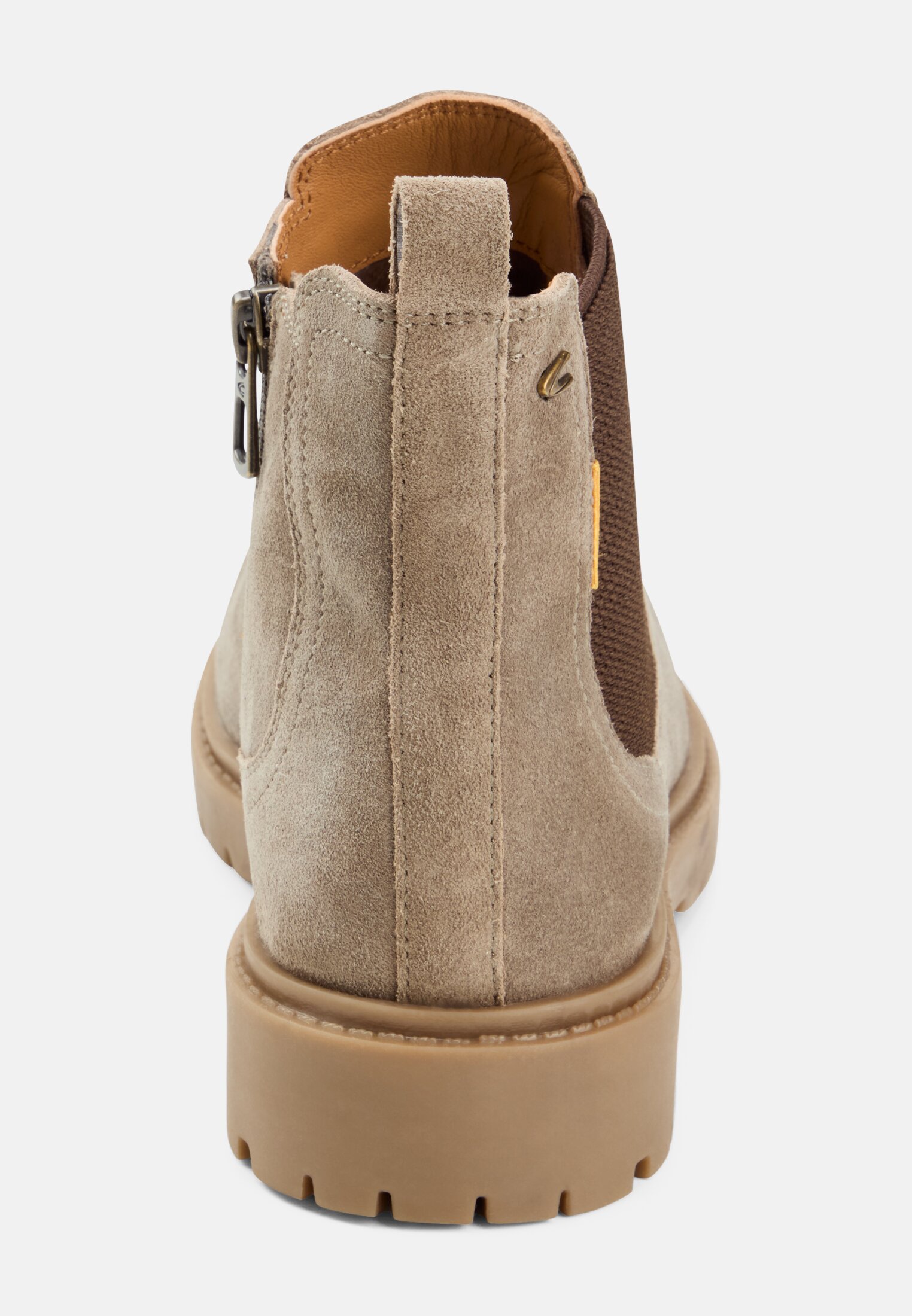 Damen Chelsea Boot aus echtem Leder Beige vorne nah