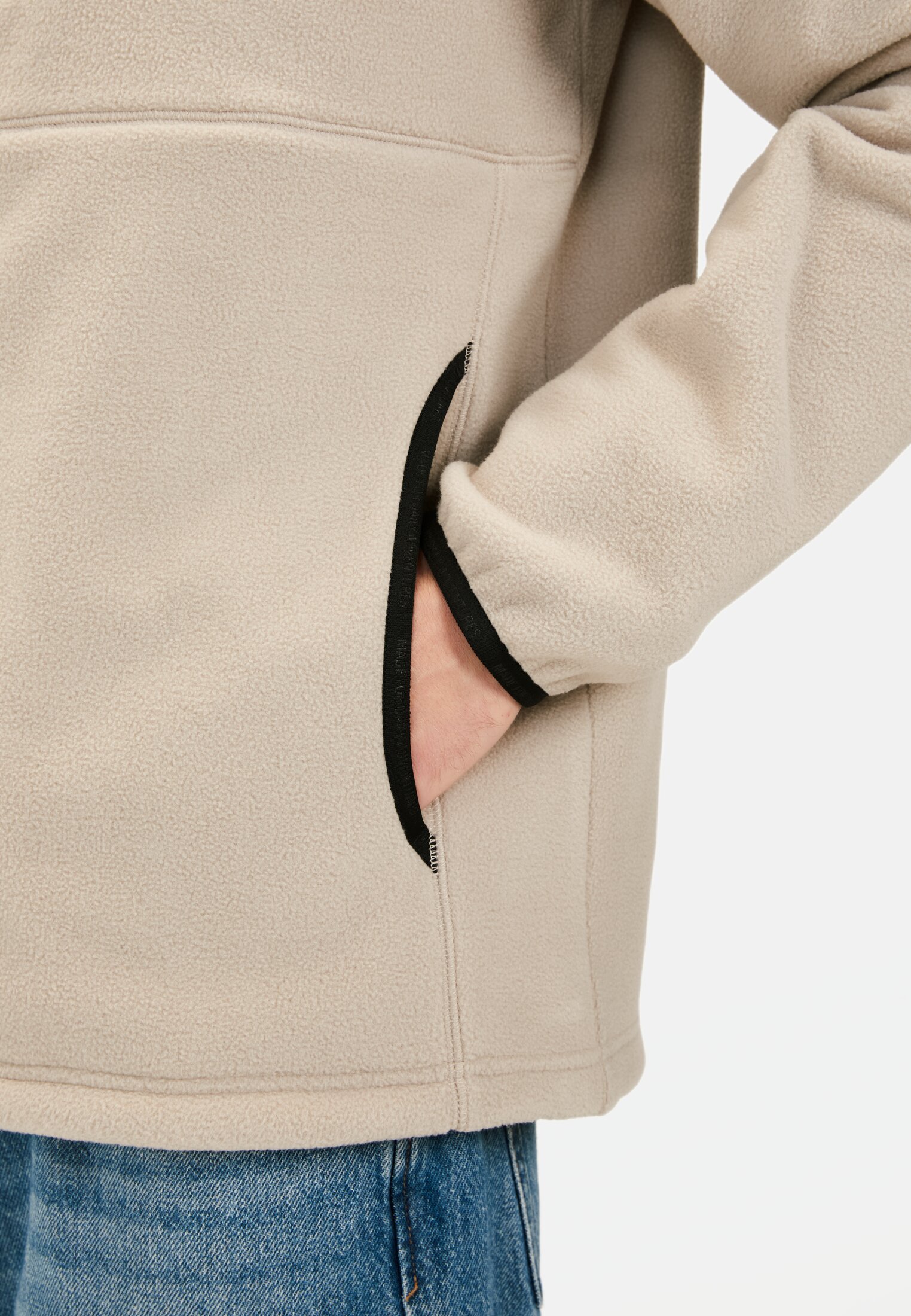 Men Fleece jacket with stand-up collar Beige