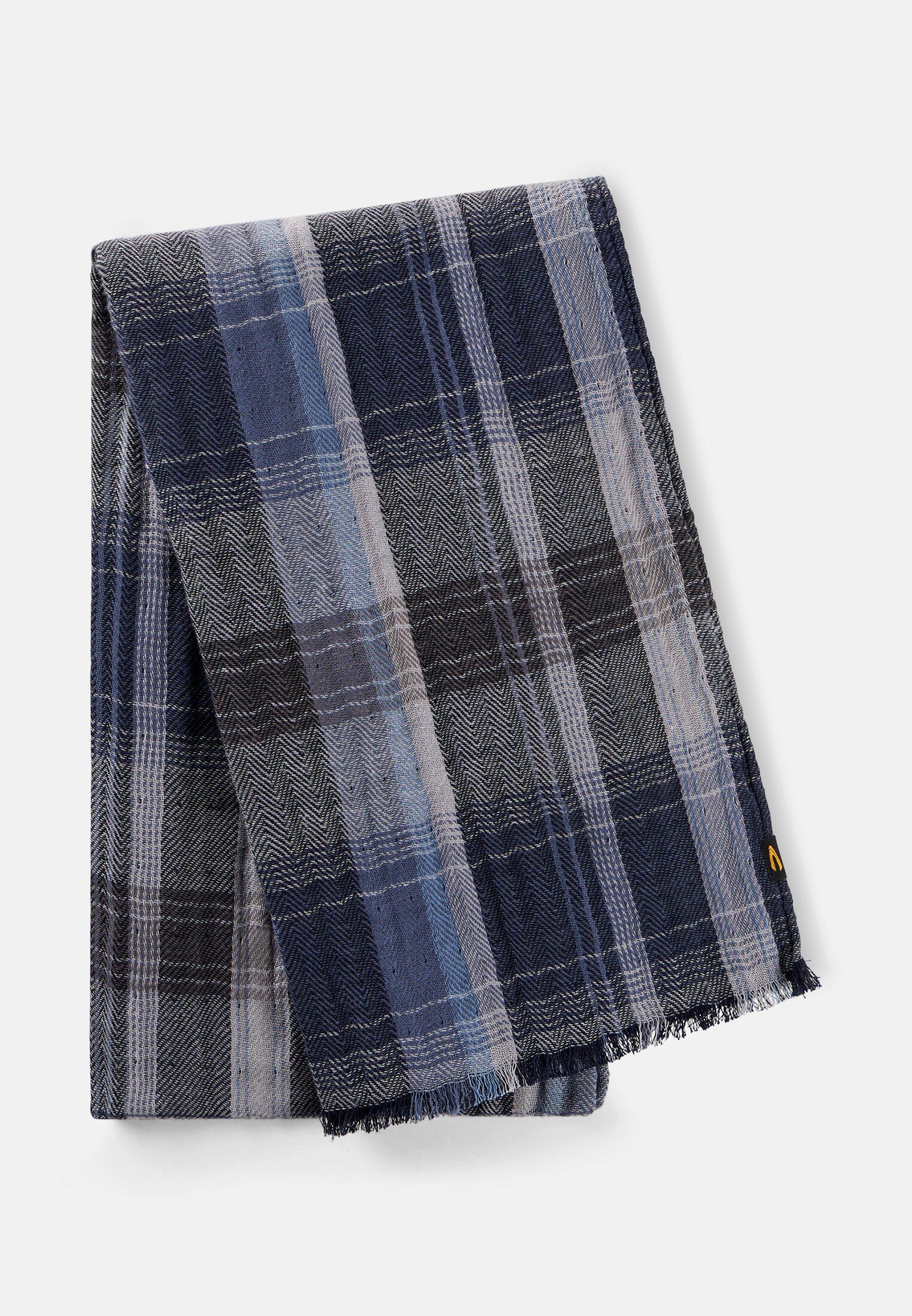 Herren Gewebter Schal aus 100% Baumwolle Tintenblau frontal vorn