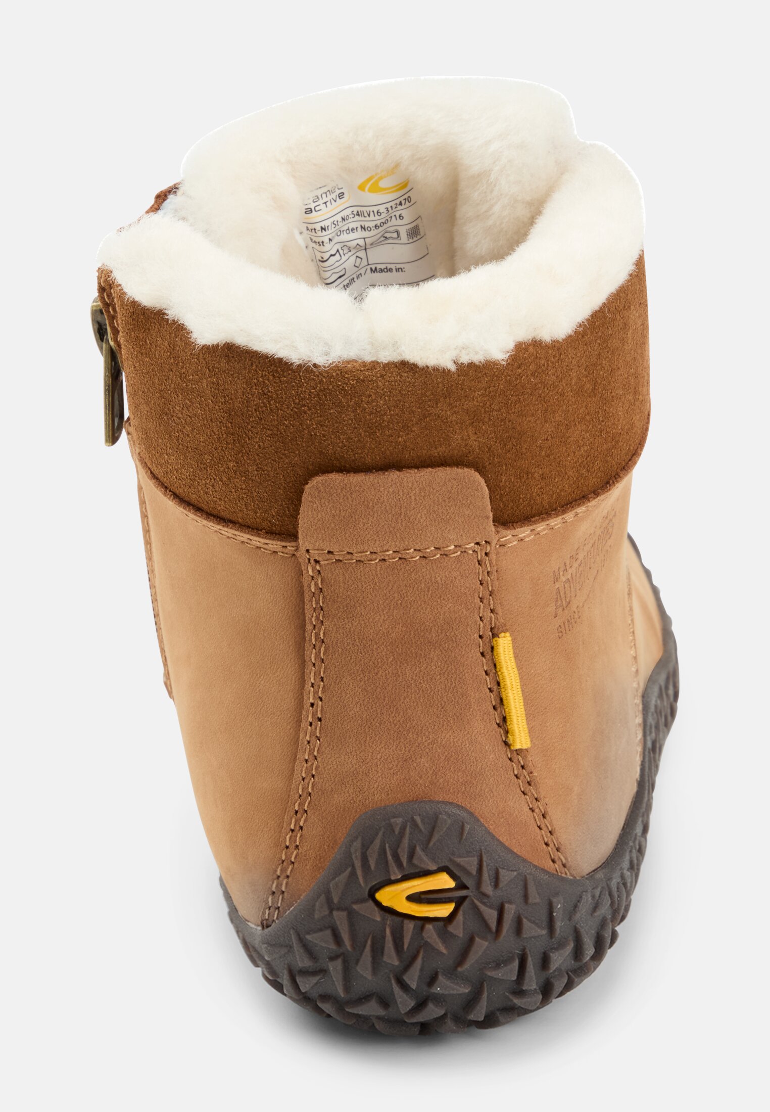 Damen Gefütterter Schnürschuh mit Gummisohle Braun vorne nah