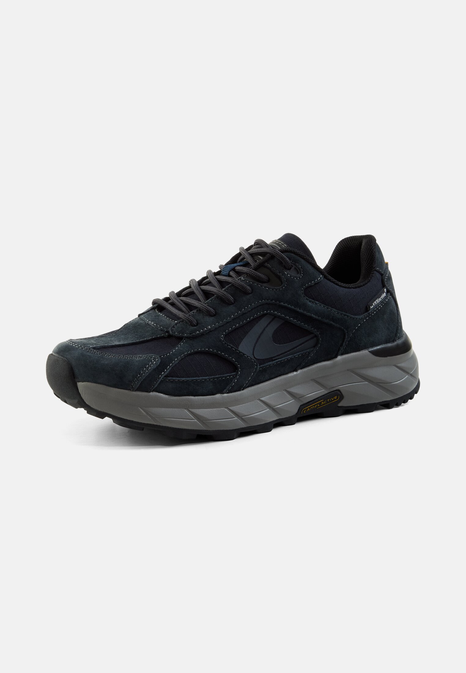 Men Sneakers made of nubuck leather Navy blue frontal back