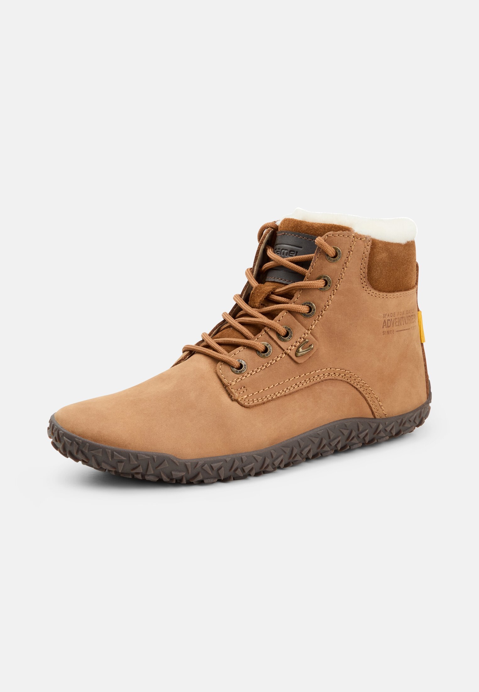 Damen Gefütterter Schnürschuh mit Gummisohle Braun frontal hinten