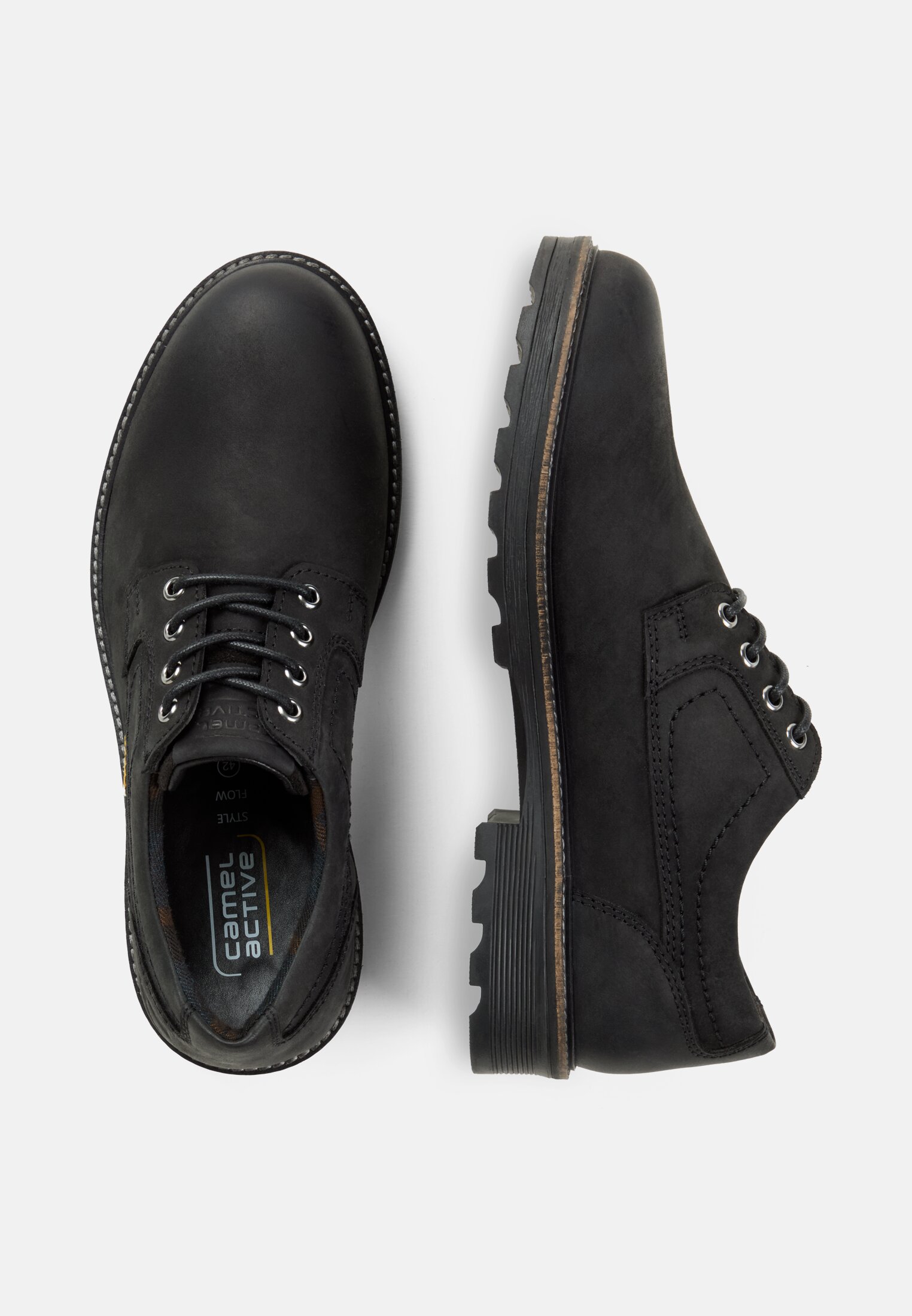 Herren Oxford Schnürschuhe aus echtem Leder Schwarz frontal oben