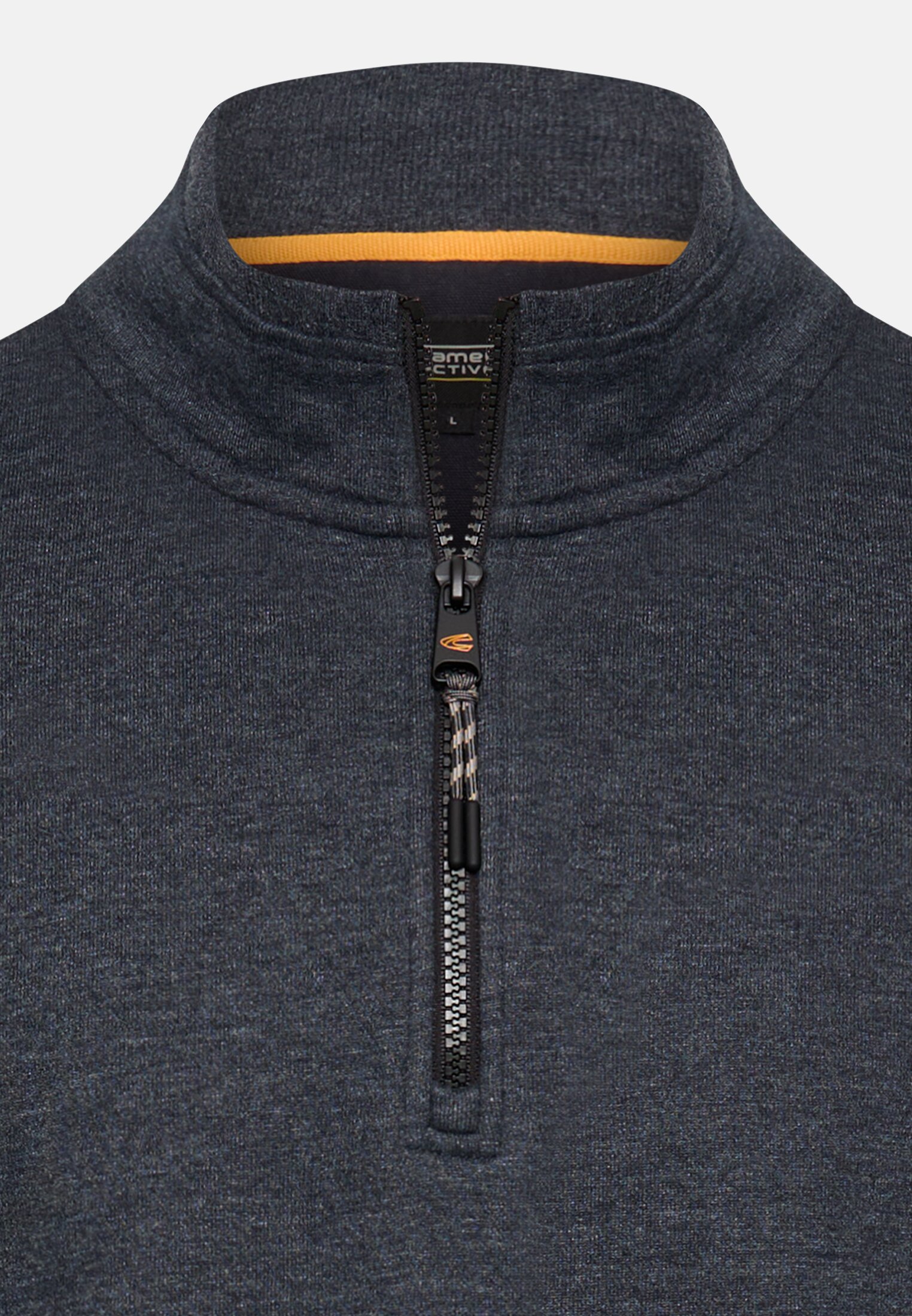 Men Sweatshirt with Troyer collar Navy blue front close