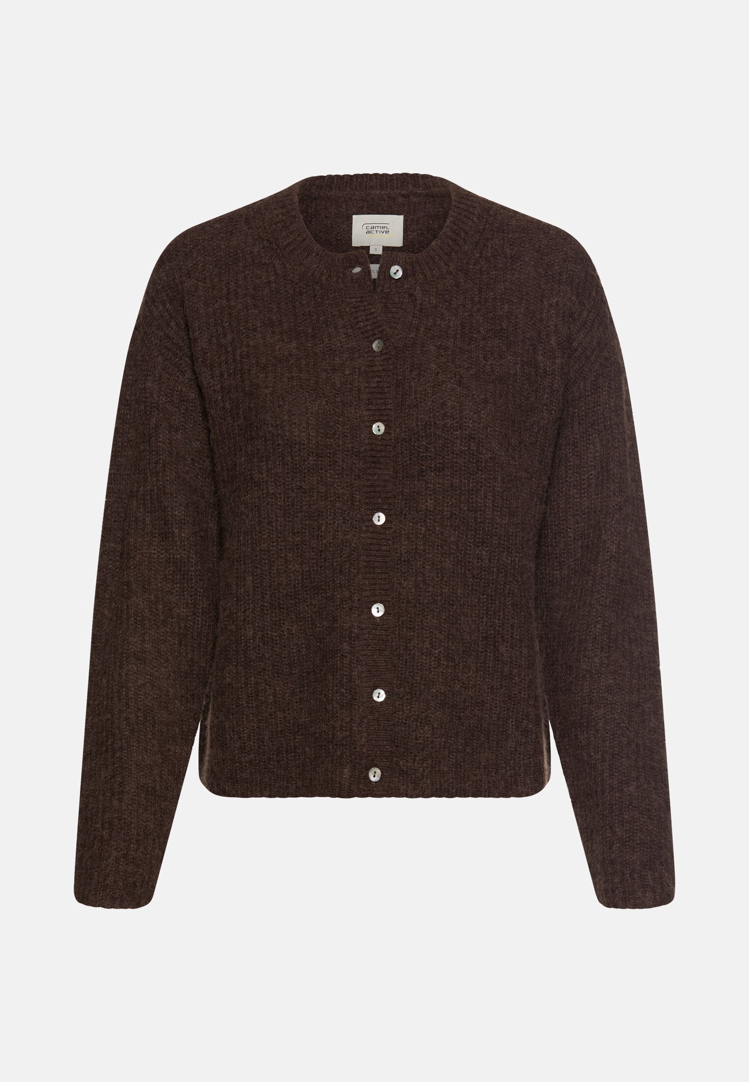 Women Cardigan with straight fit Brown frontal front