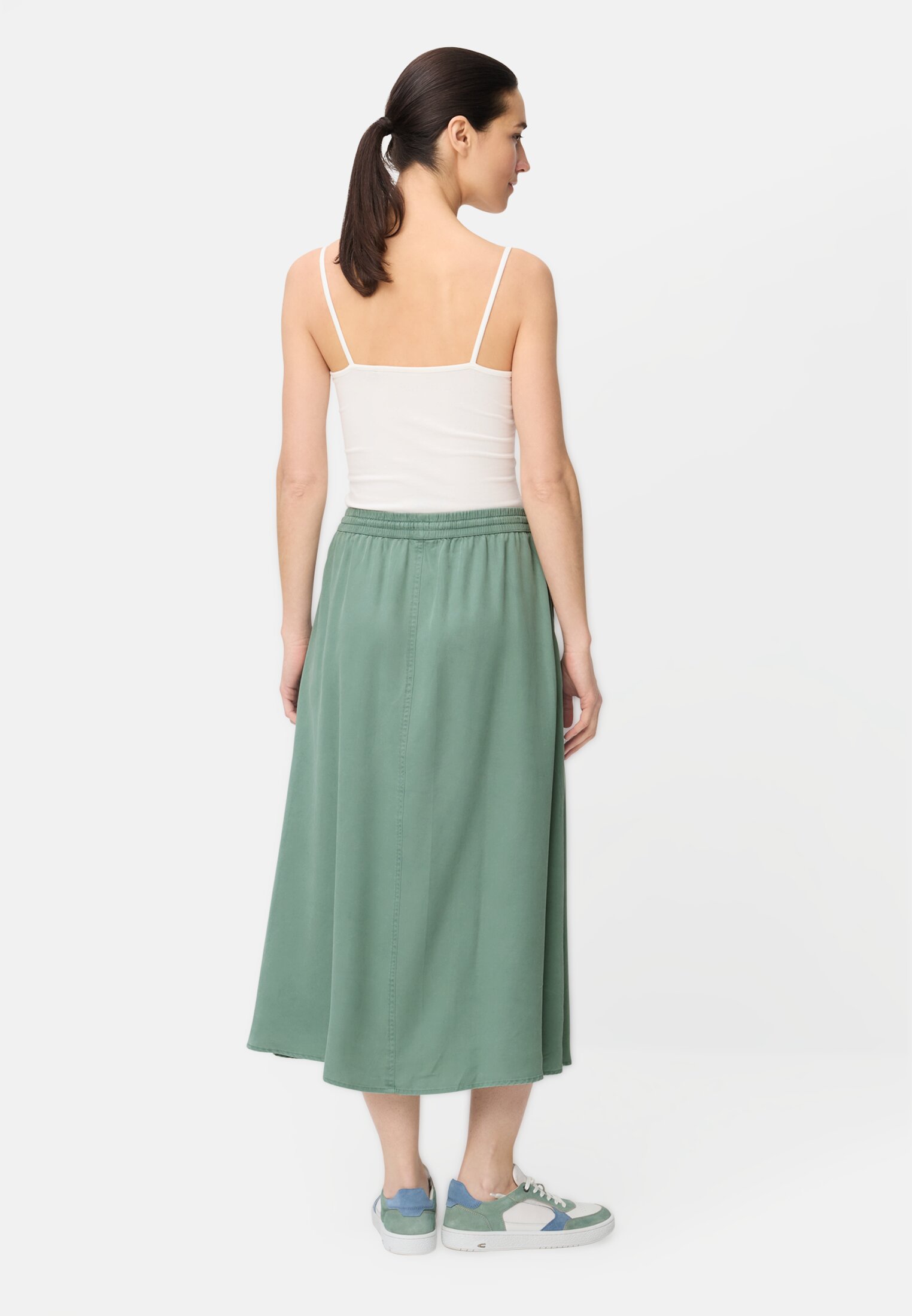 Women Skirt with drawstring Jade Blue worn back