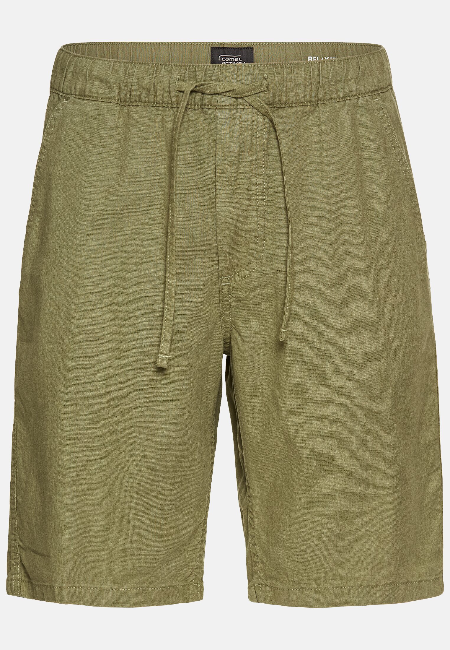 Men Chino shorts with elastic waistband Green frontal front