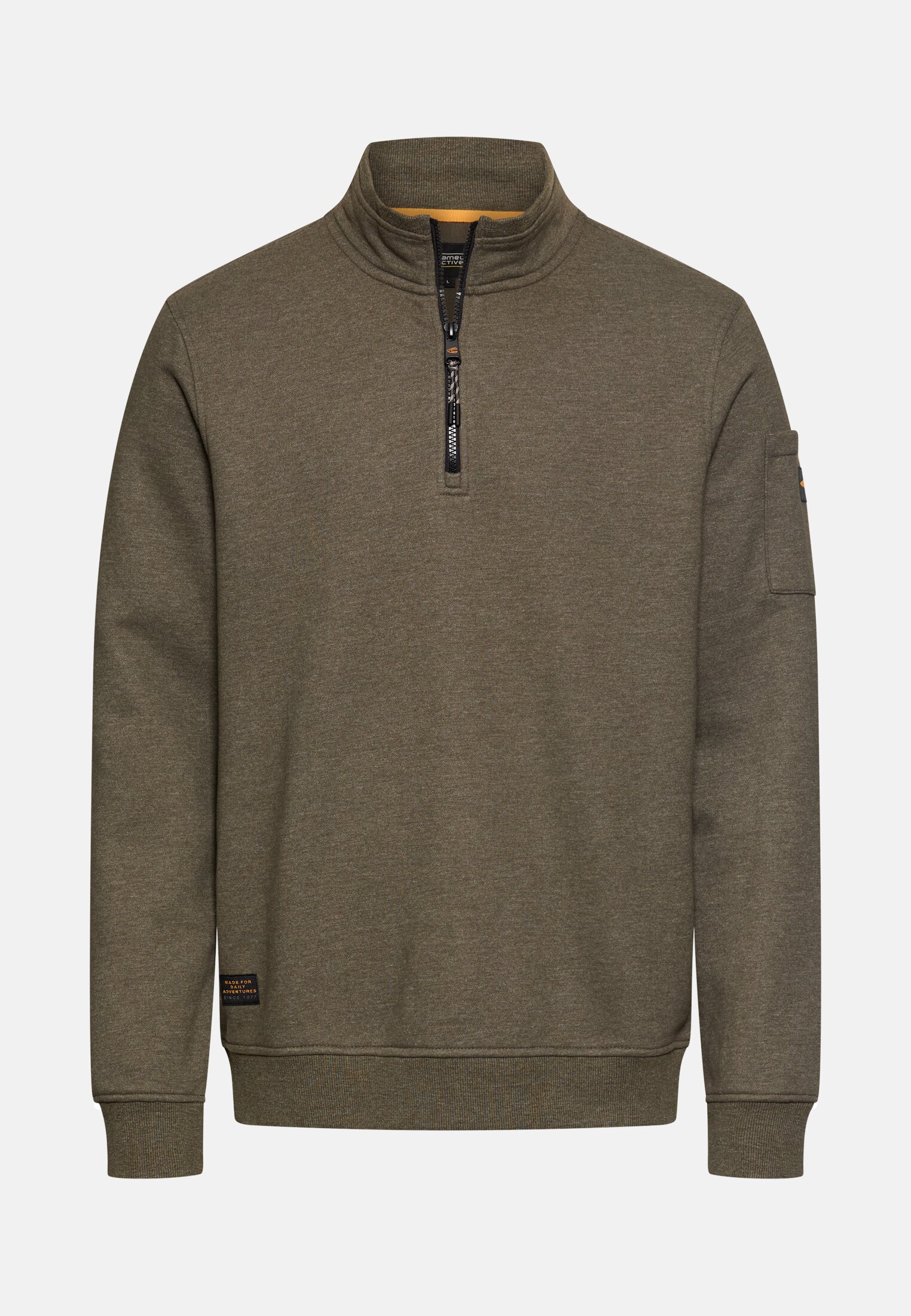Men Sweatshirt with Troyer collar Green frontal front