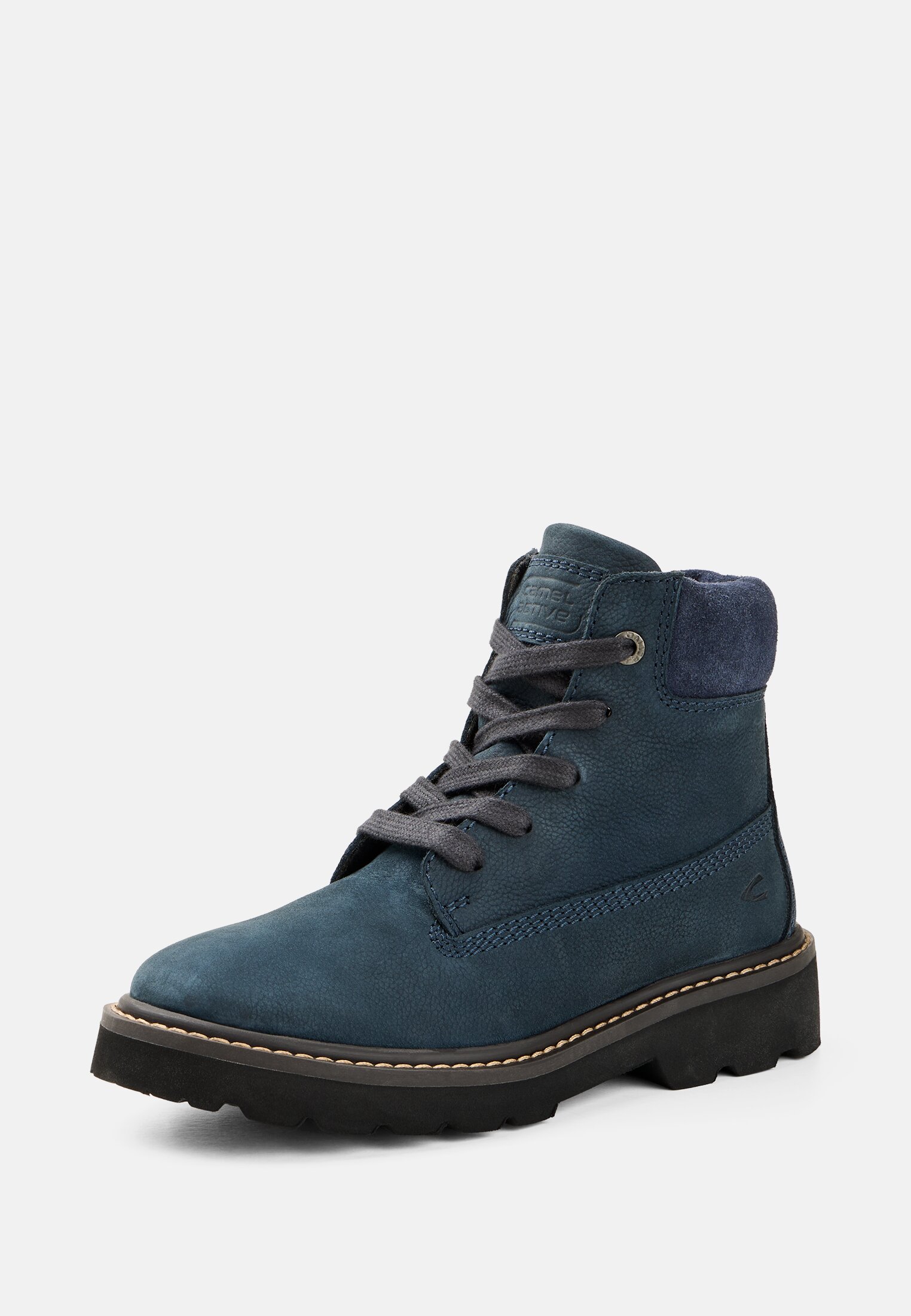 Damen Schnürboot aus Tumbled Nubukleder Dunkelblau frontal hinten