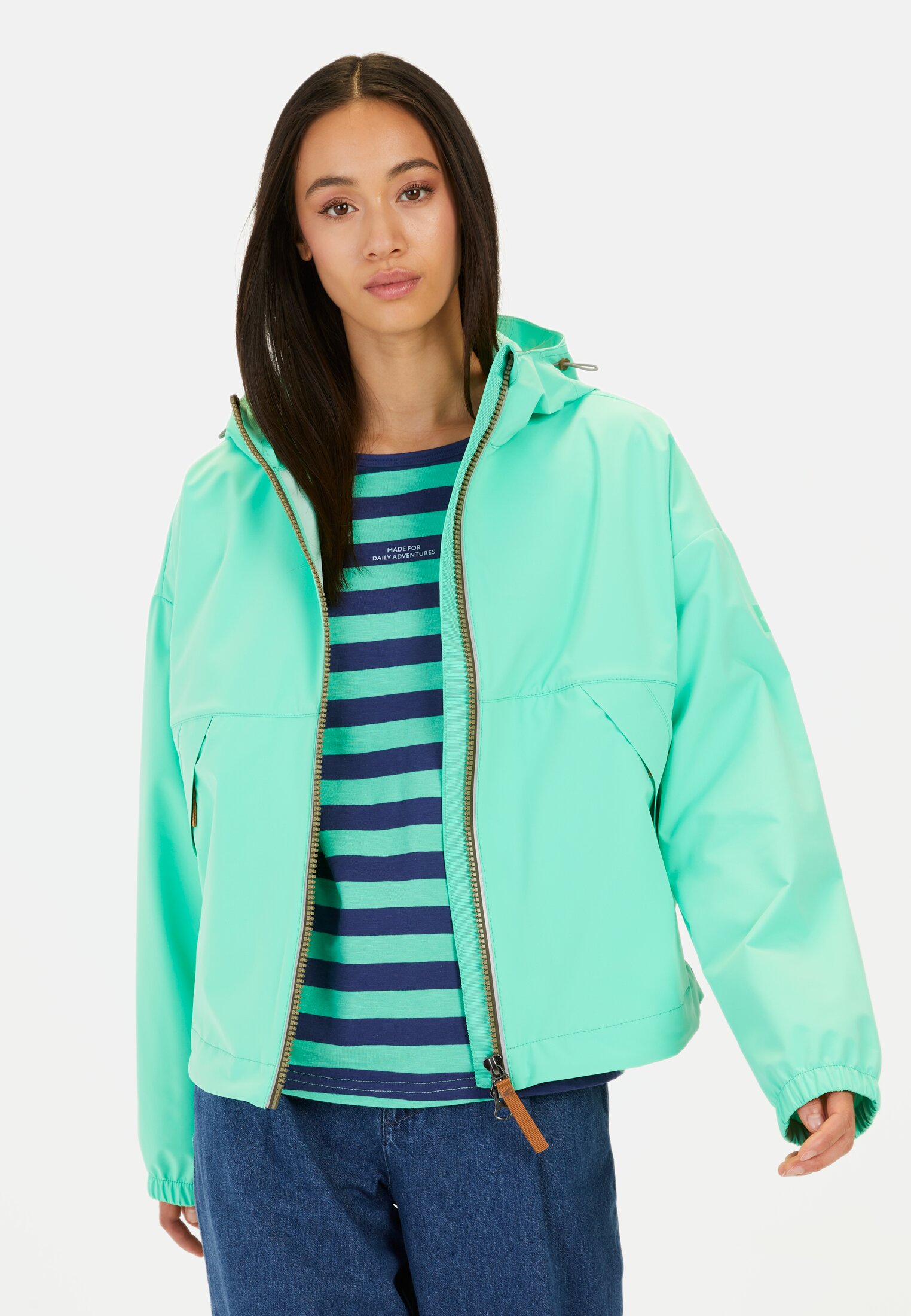 Women Windbreaker made from recycled polyester Peppermint worn front