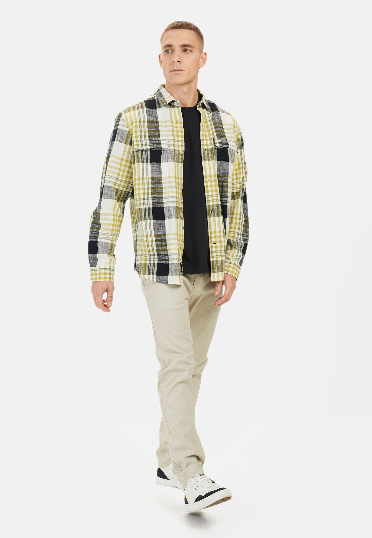 Men Basic chino slim fit Beige worn front full body