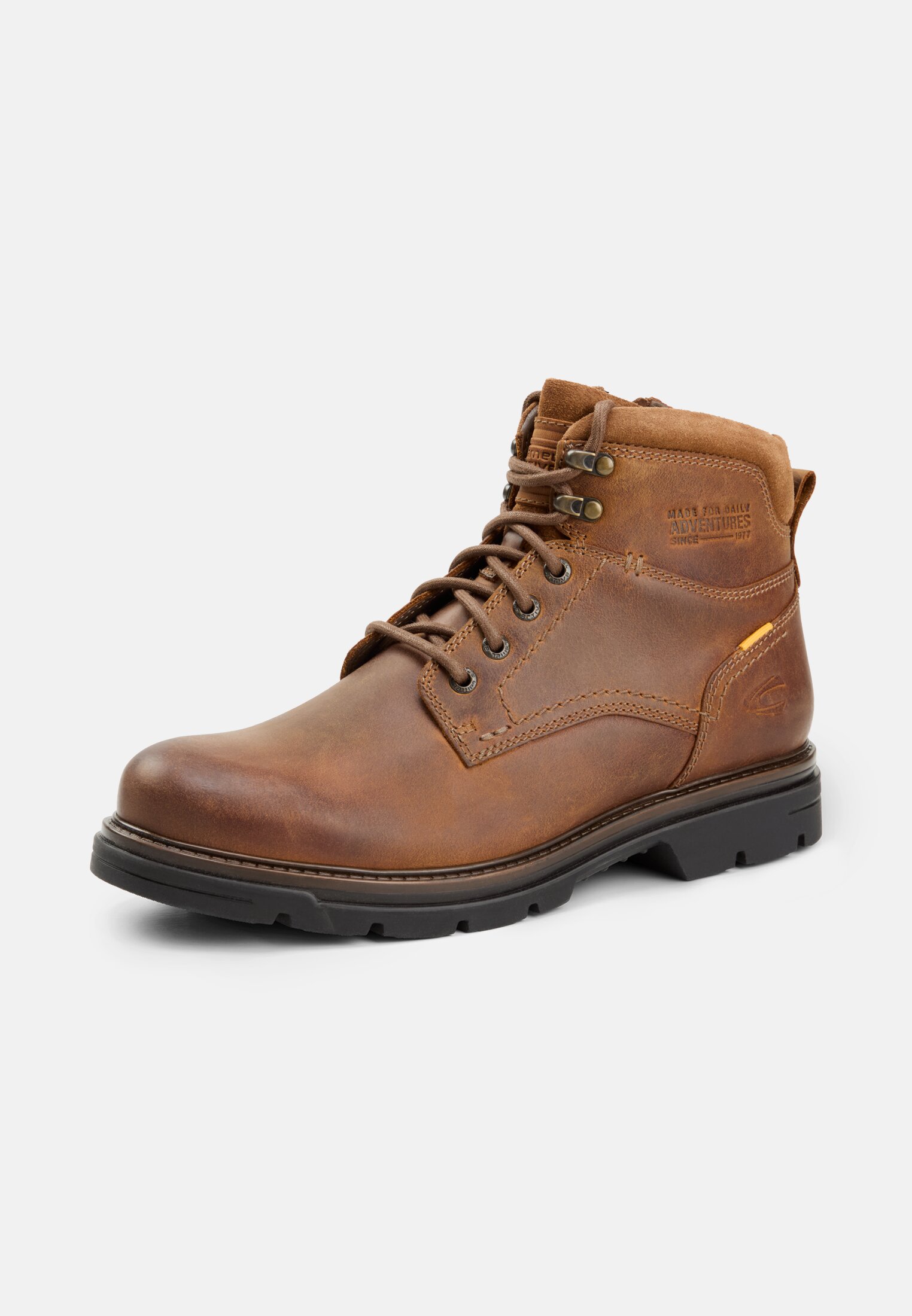 Herren Schnürschuh mit Reißverschluss Hellbraun frontal hinten
