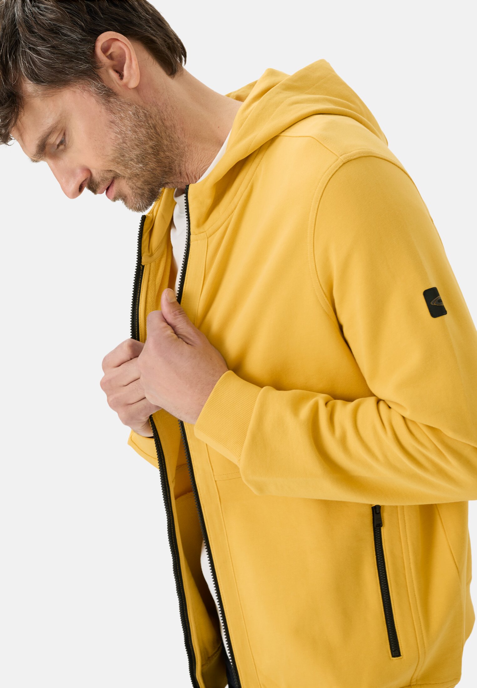 Men Sweat jacket with pockets Sun Yellow worn emotional