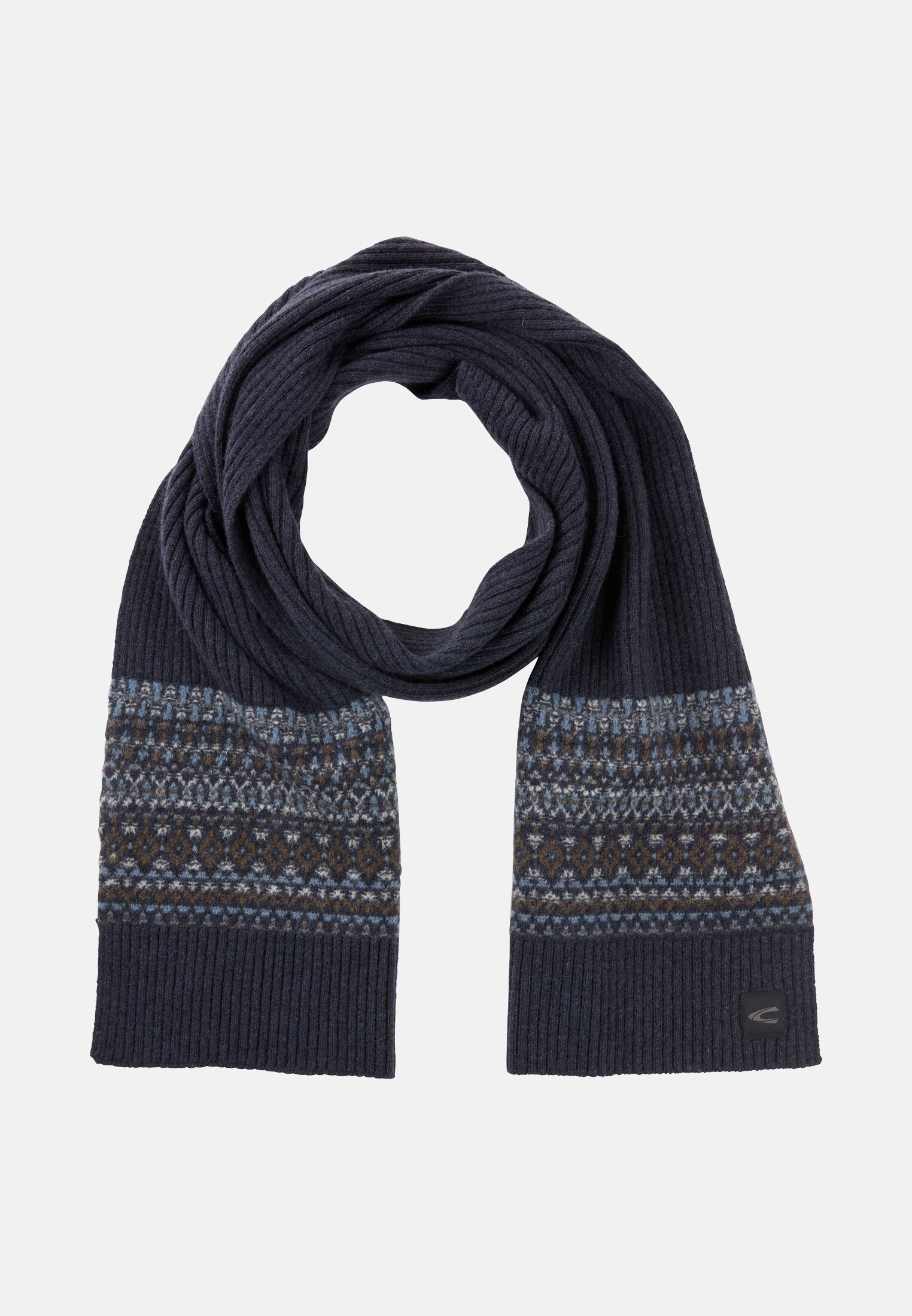 Heren Gebreide sjaal van pure wol Marineblauw frontaal voor