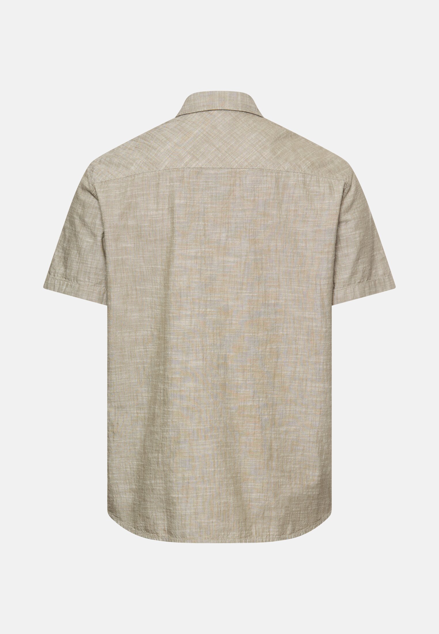 Herren Meliertes Kurzarmhemd aus reiner Baumwolle Grün frontal hinten