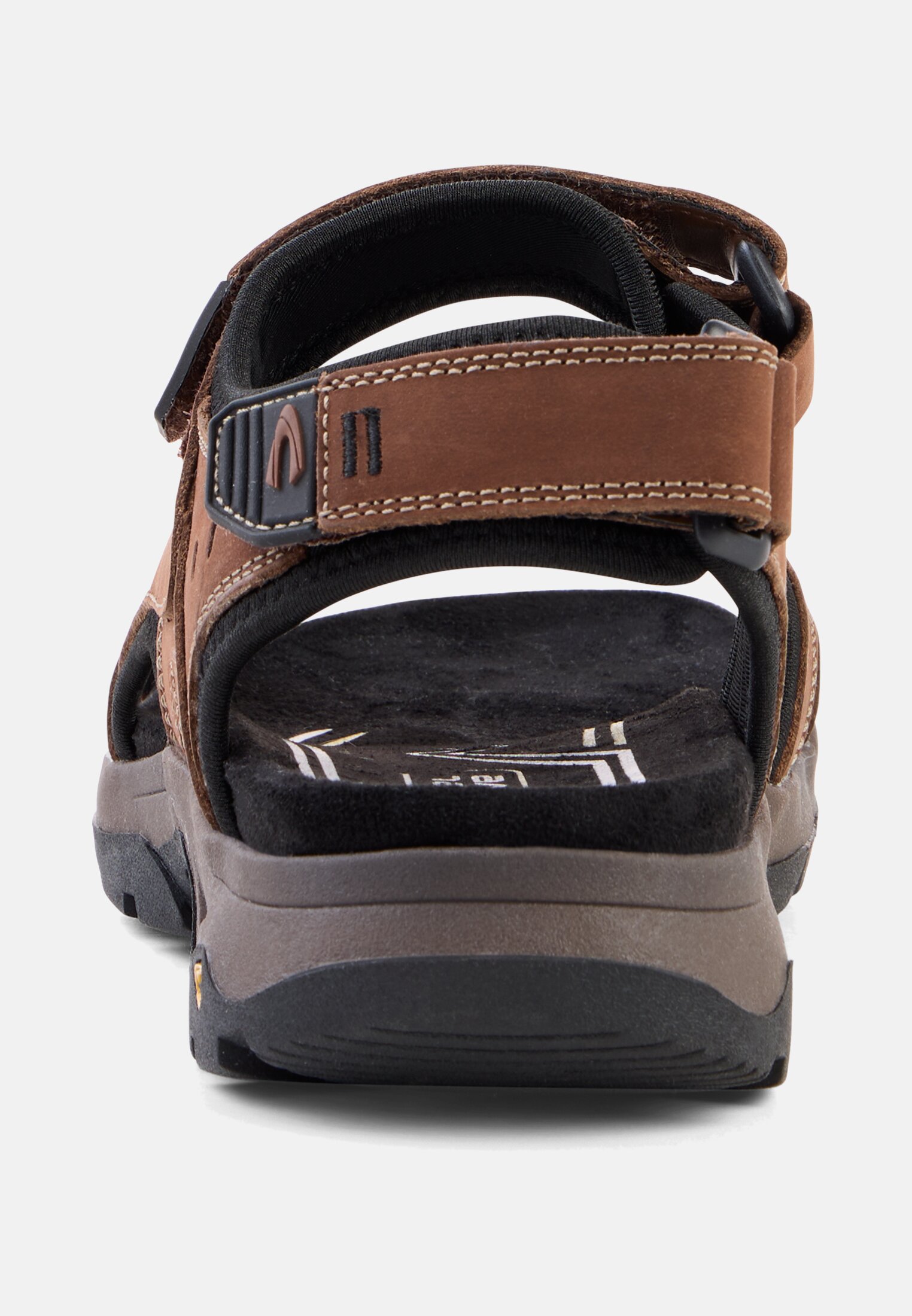 Men Leather sandal with profiled TPR sole Café front close