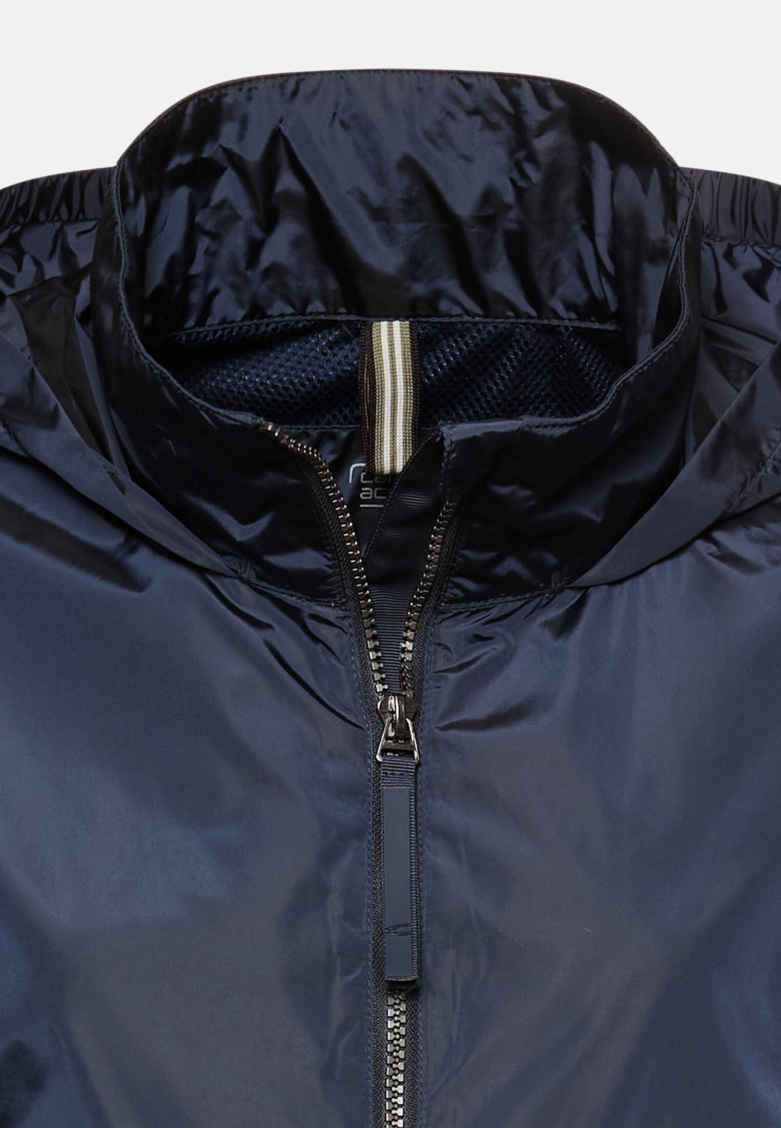 Women Blouson with 2-way zipper Navy blue front close