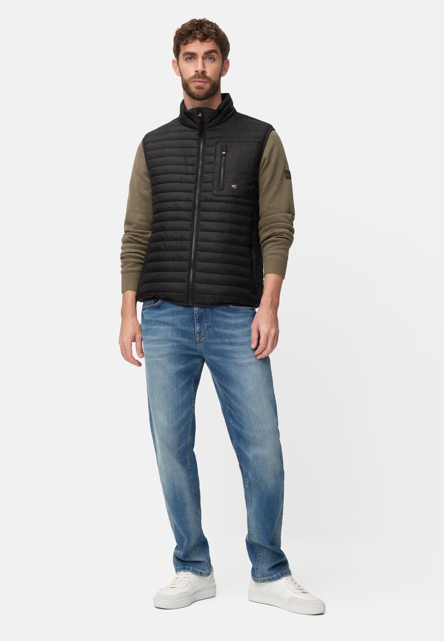 Men Vest with water-repellent function Black worn front full body