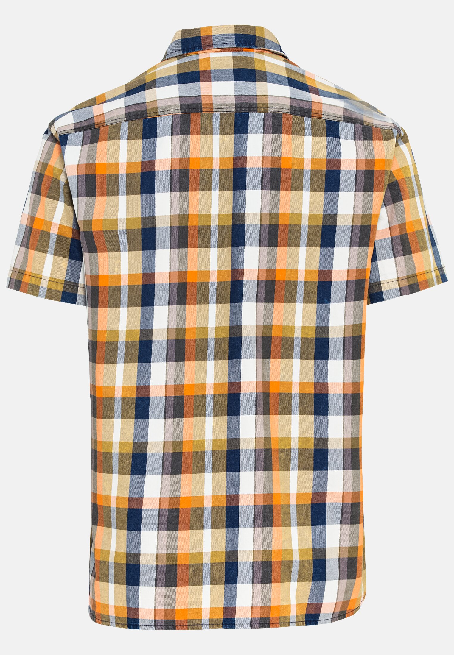 Herren Kurzarmhemd mit Karomuster Oliv Grün frontal hinten