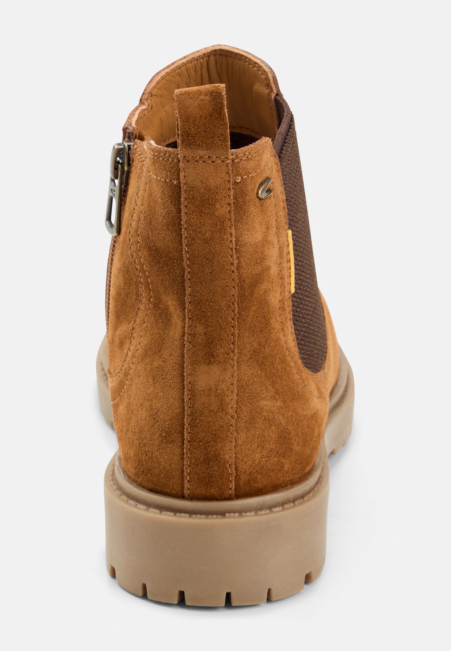 Damen Chelsea Boot aus echtem Leder Braun vorne nah