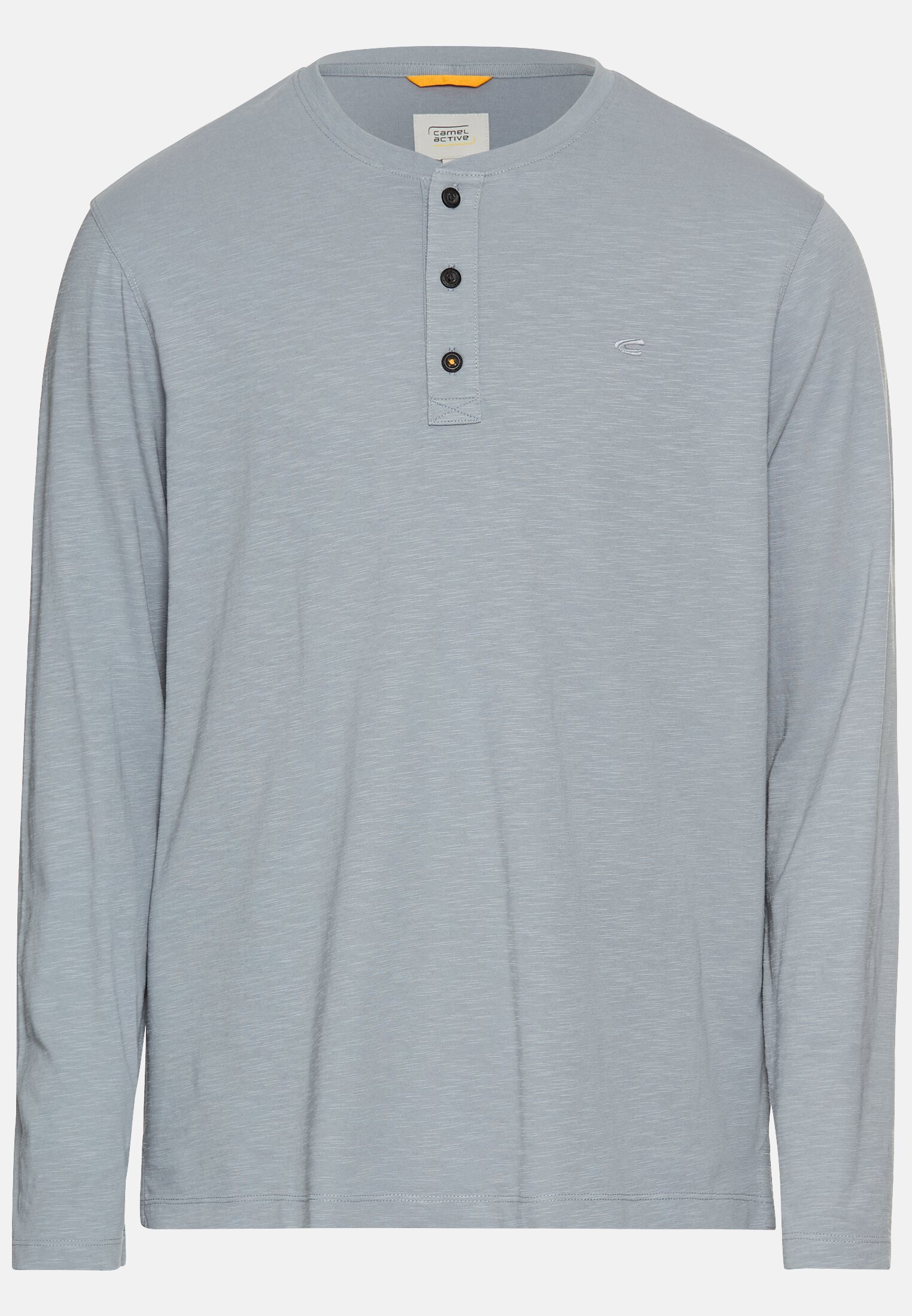 Men Henley Shirt made of pure cotton with button placket Stone blue frontal front