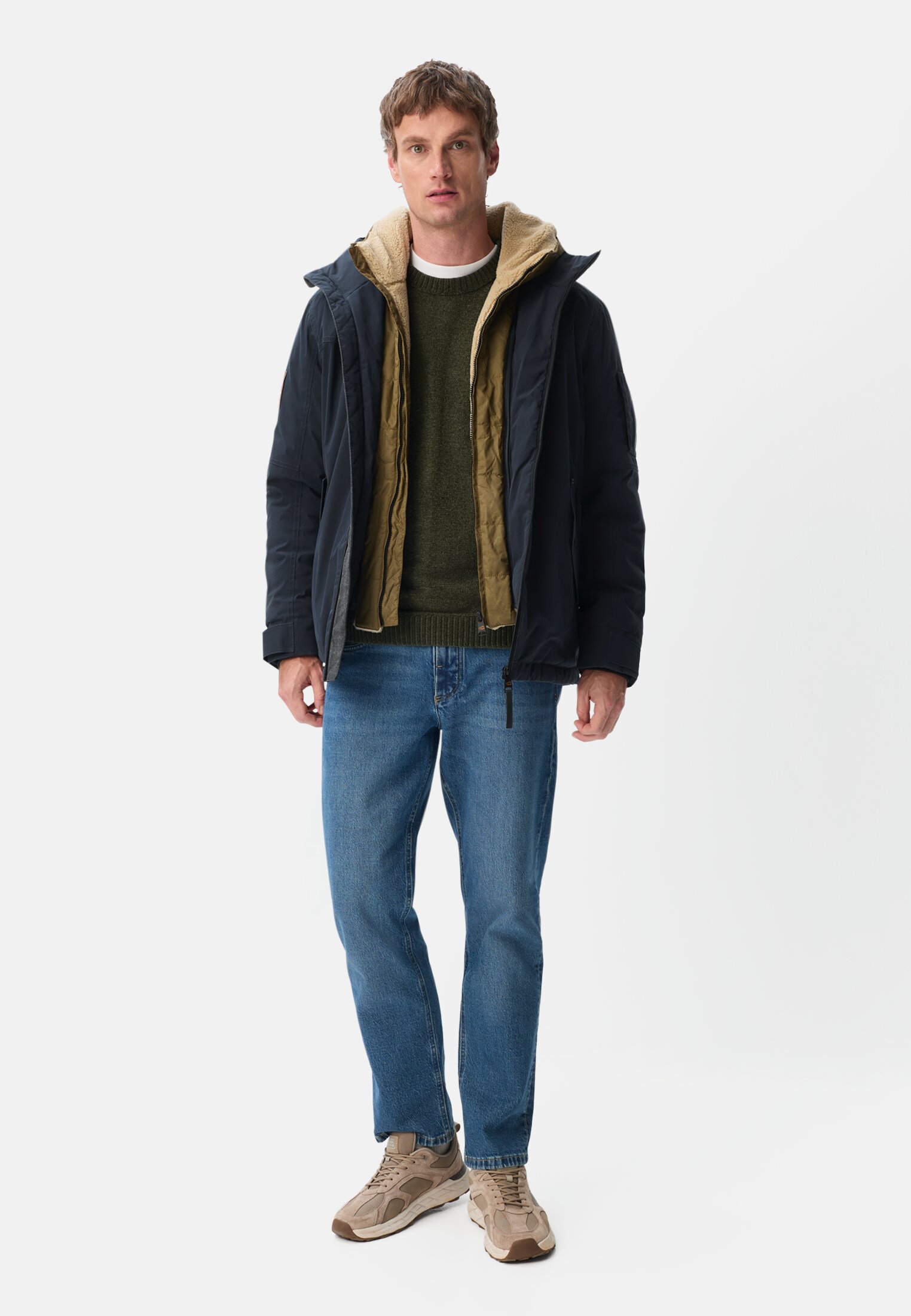 Men teXXXactive® functional winter jacket with taped seams Navy blue worn front full body