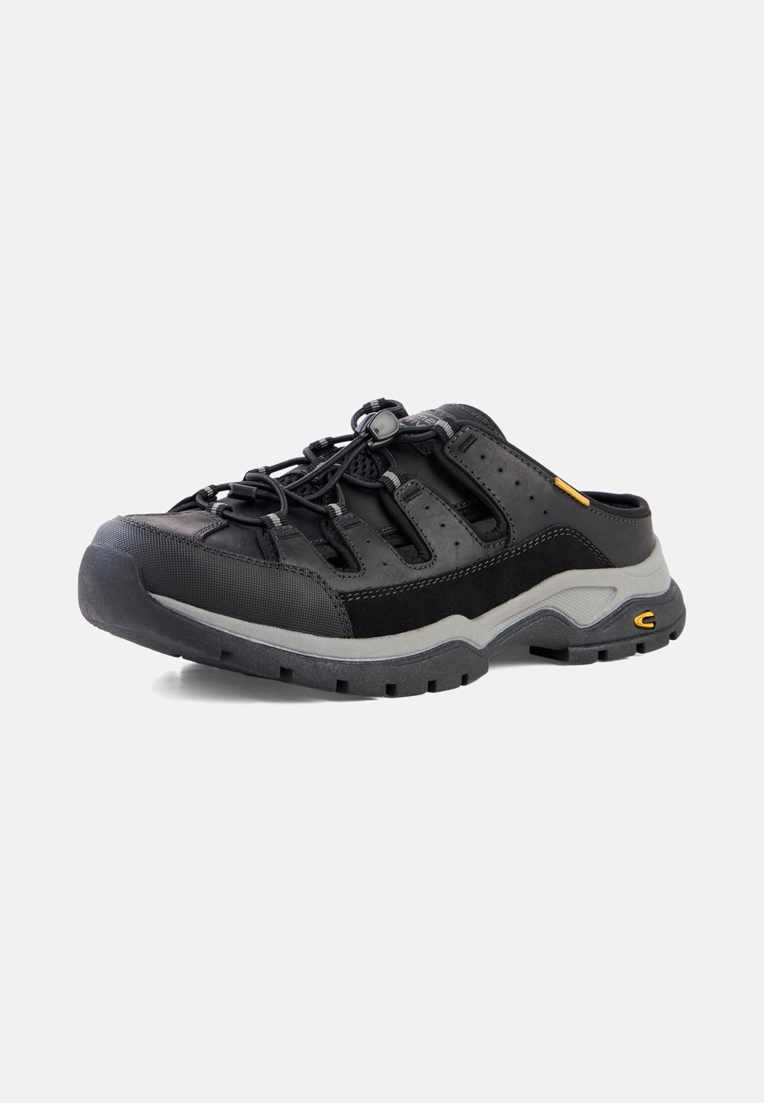 Men Trekking sandal with quick-adjust strap black frontal back