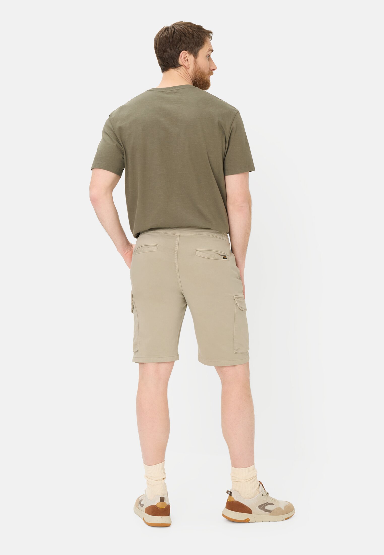 Herren fleXXXactive® Shorts mit Tunnelzug Beige getragen hinten