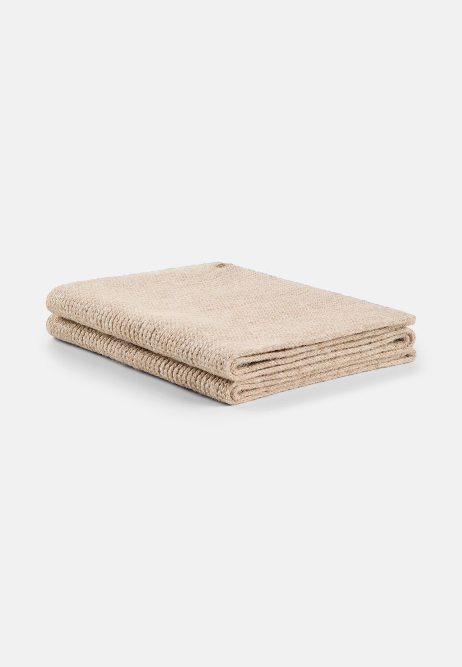 Vrouwen Gebreide sjaal van bijzonder zacht materiaal Beige frontaal van boven