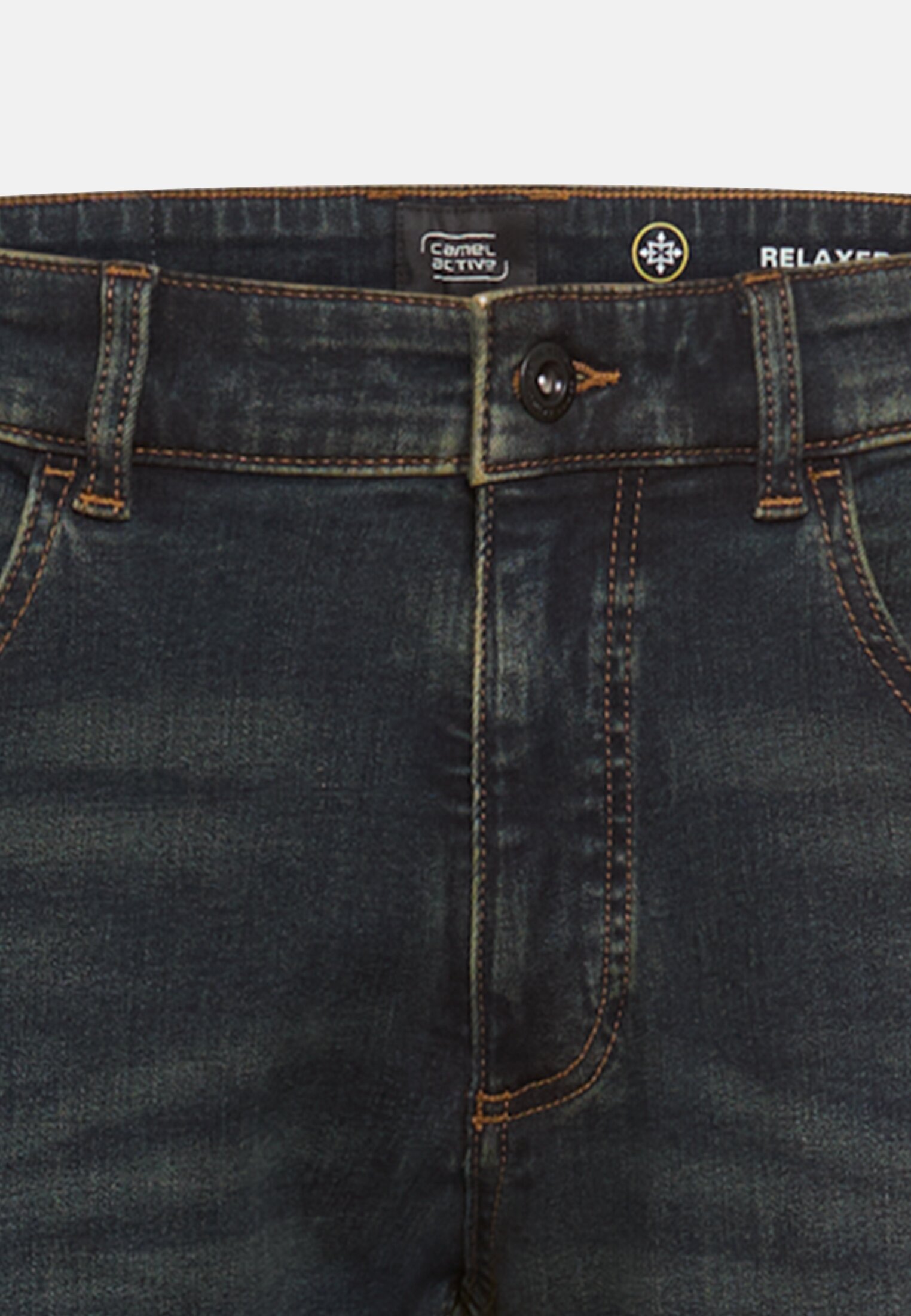 Men fleXXXactive® 5-point slim fit trousers made of cotton mix Sepia brown front close